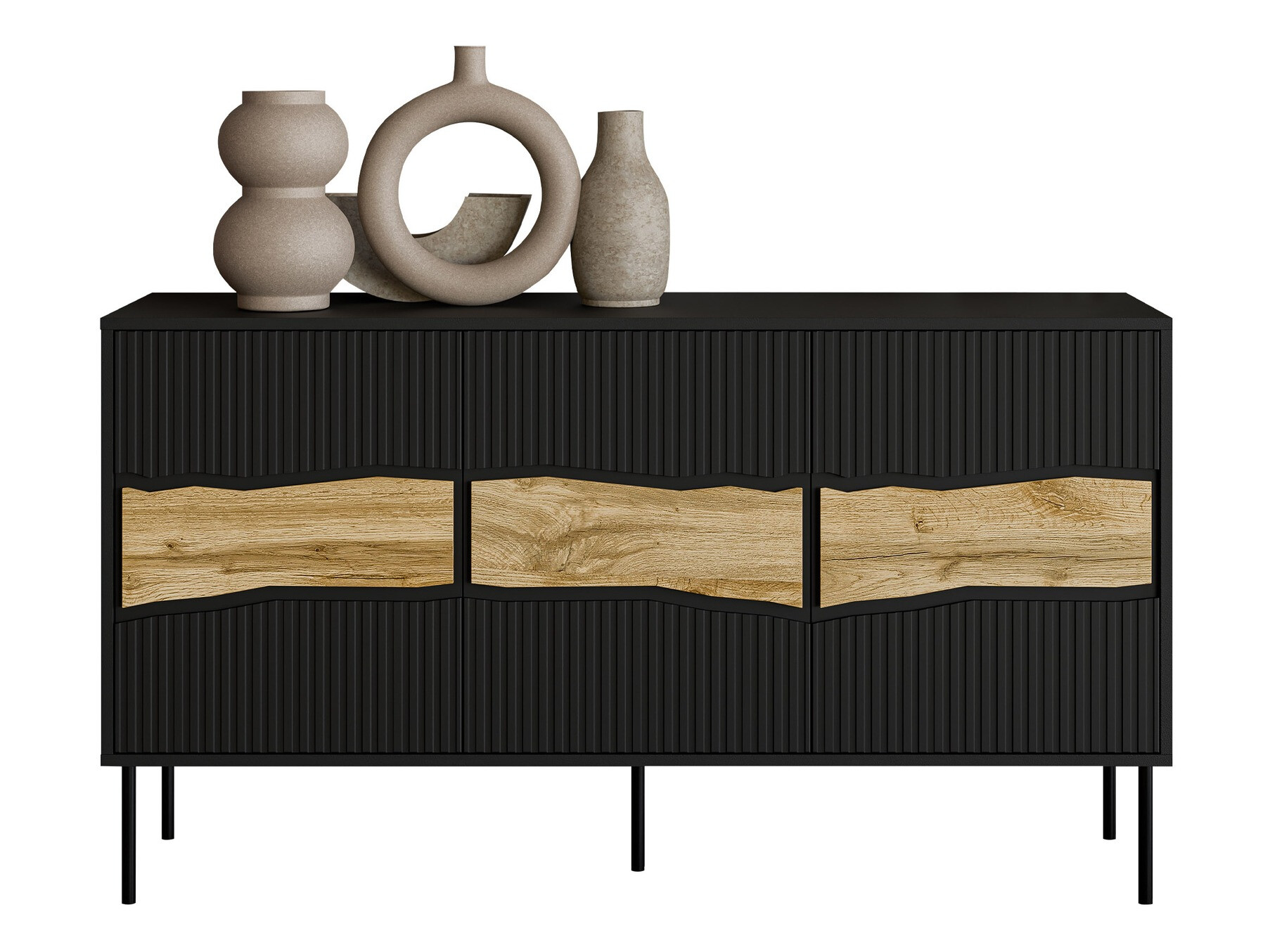 Dressoir Monevare 100 (Zwart + Wotan eik)