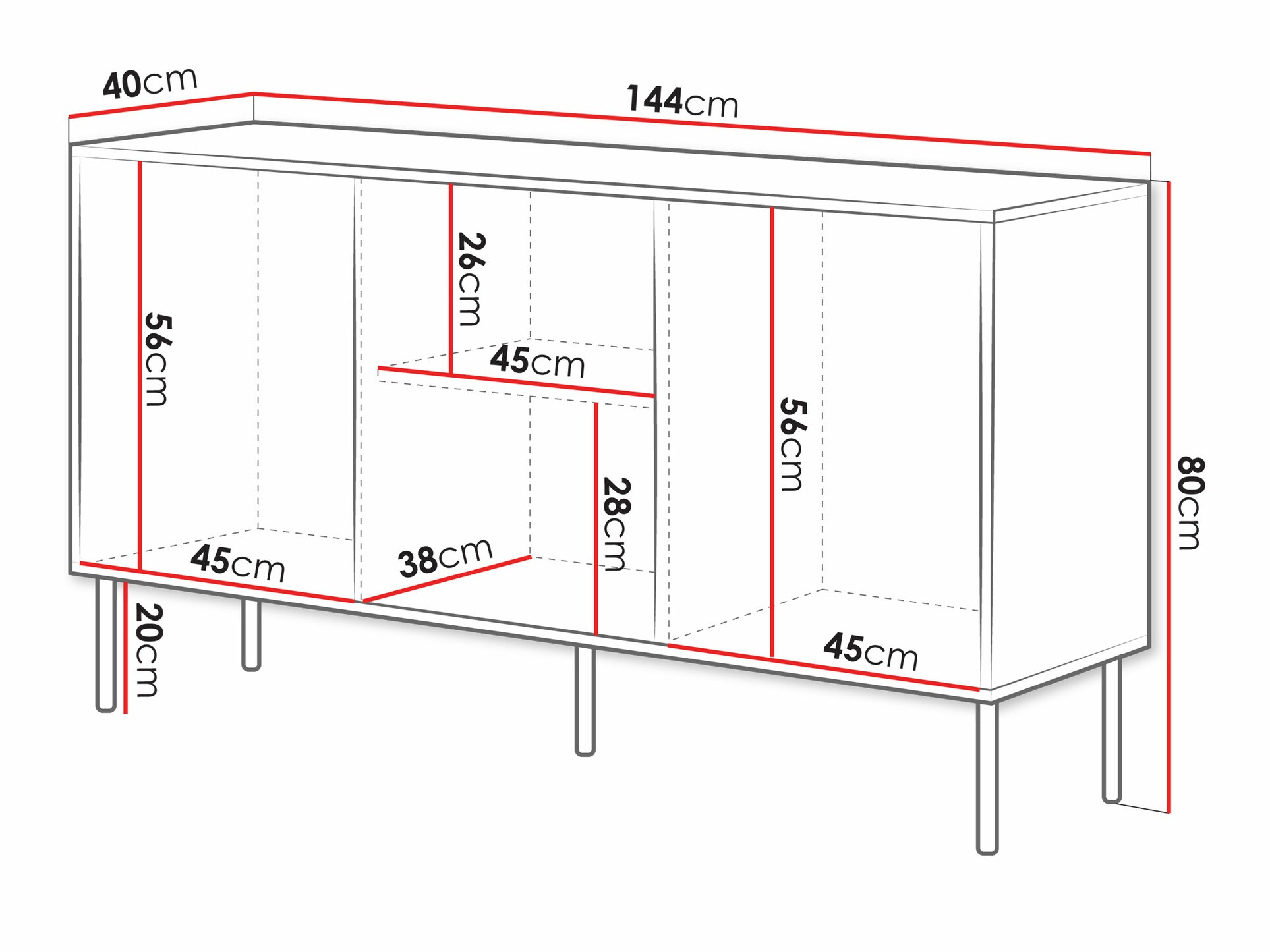Dressoir Monevare 100 (Zwart + Wotan eik)