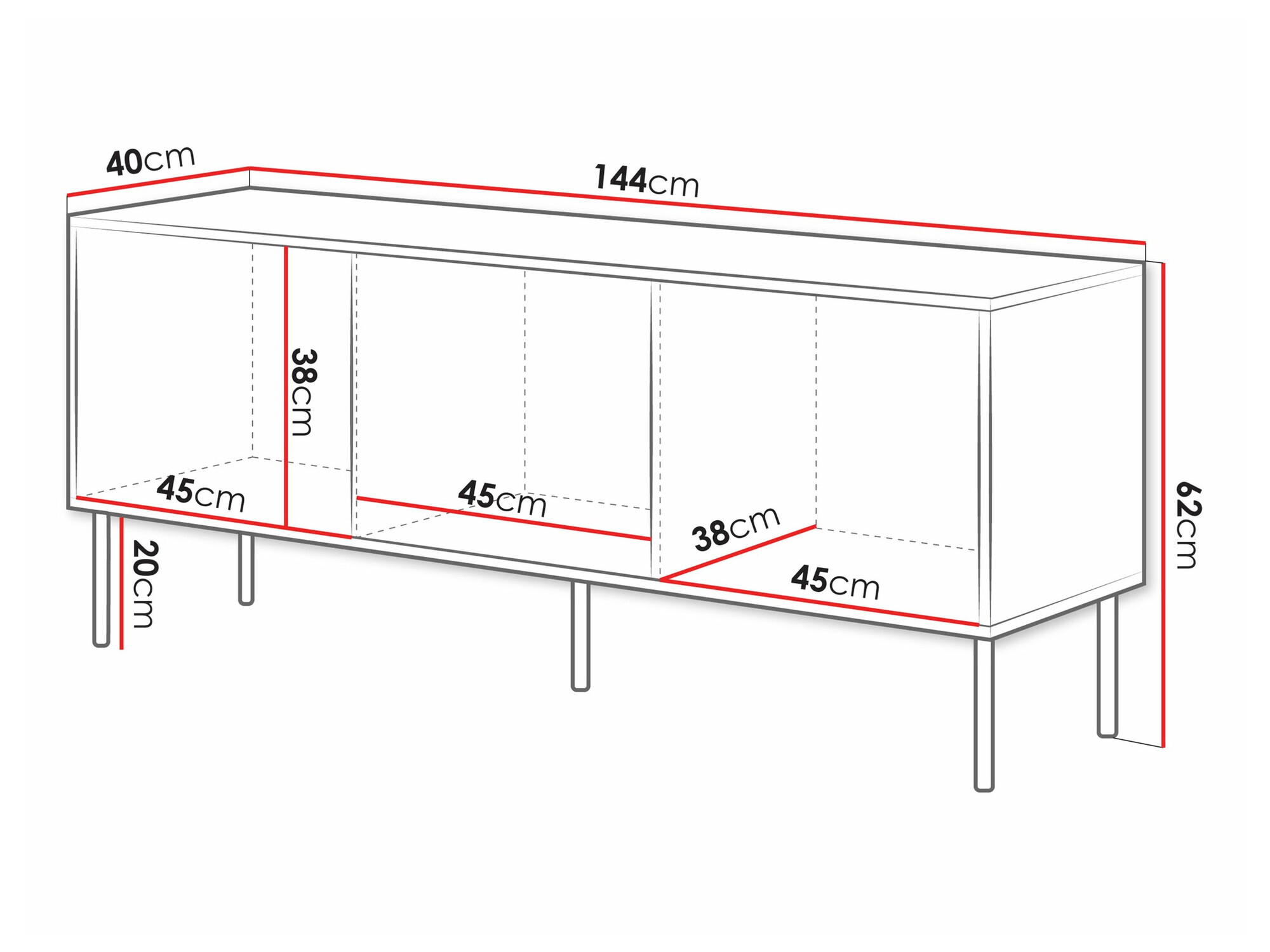 TV-meubel Monevare 103 (Zwart + Wotan eik)