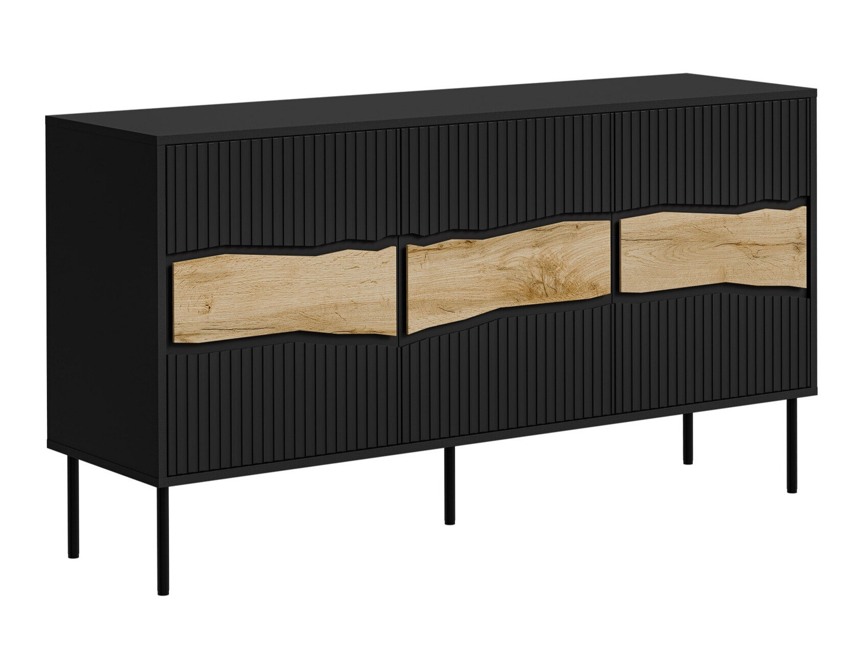 Dressoir Monevare 100 (Zwart + Wotan eik)