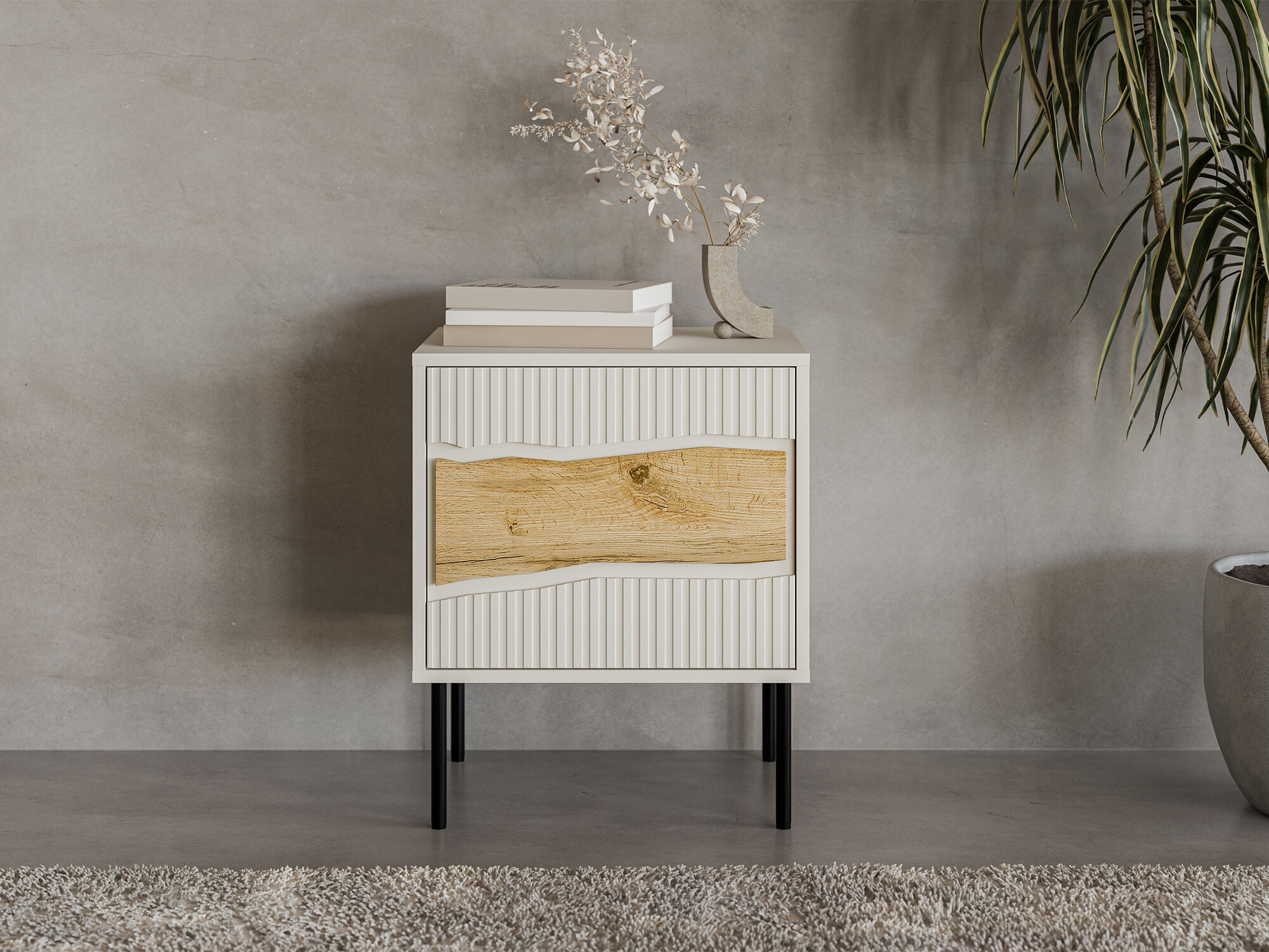 Een set nachtkastjes Monevare 104 (Wotan eik + Kasjmier)