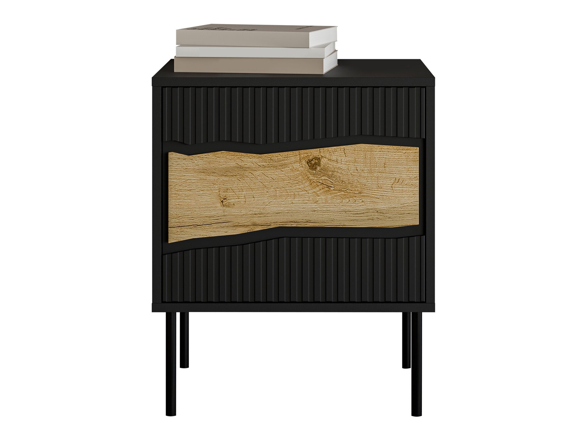 Een set nachtkastjes Monevare 104 (Zwart + Wotan eik)