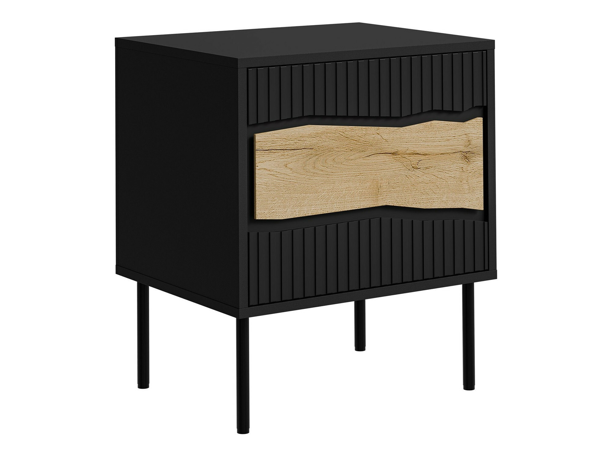 Een set nachtkastjes Monevare 104 (Zwart + Wotan eik)