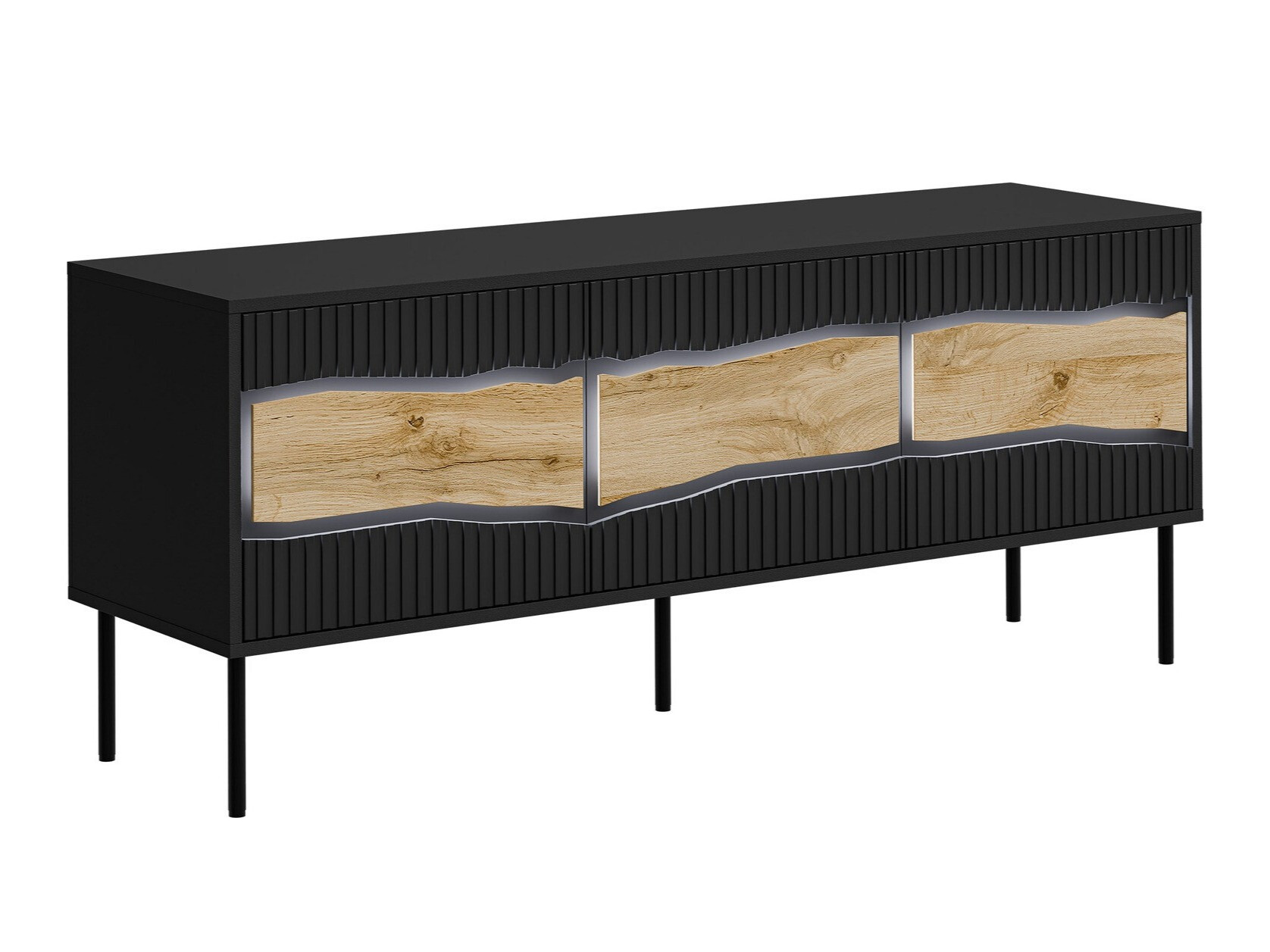 TV-meubel Monevare 103 (Zwart + Wotan eik)