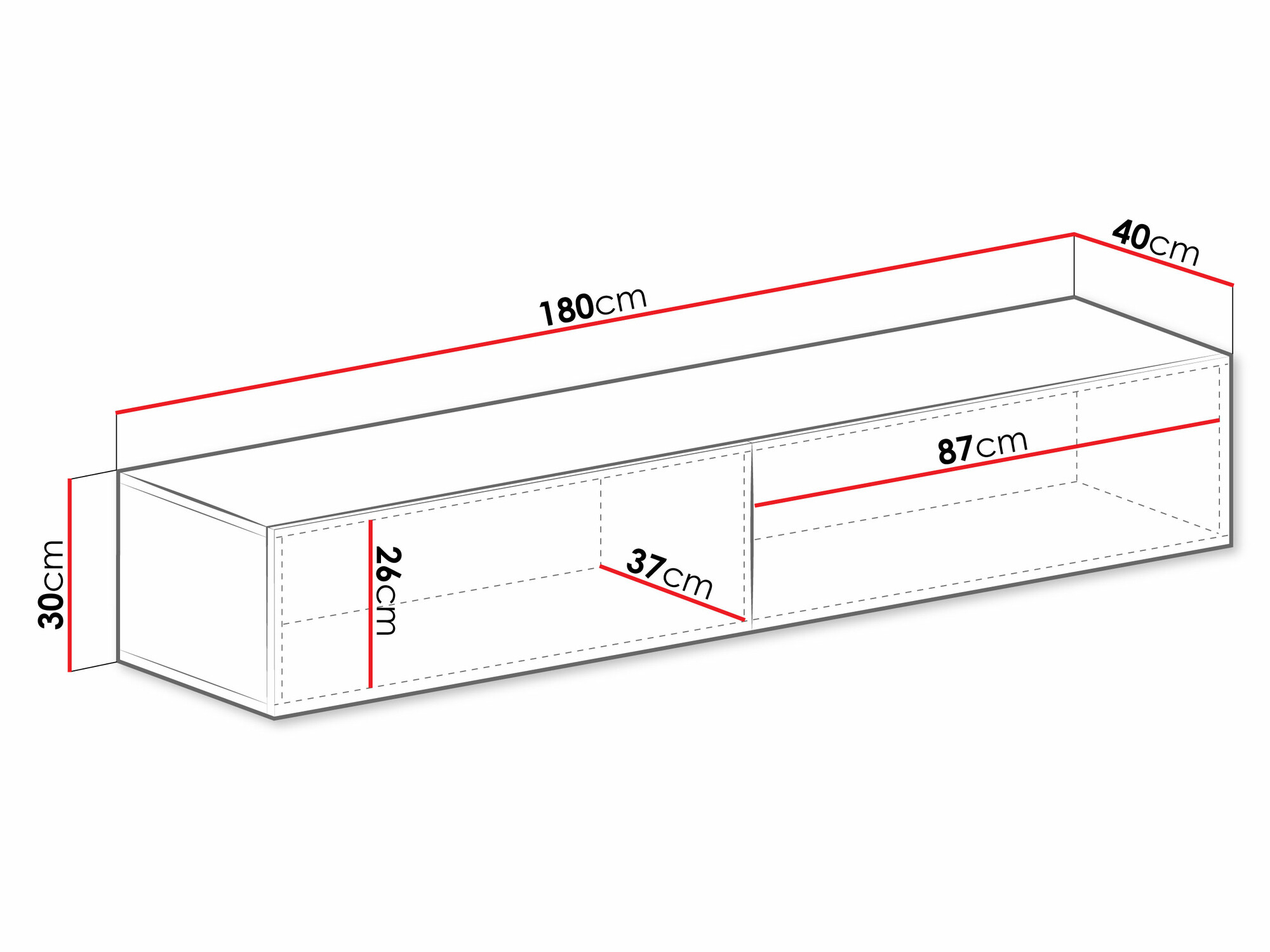 TV-meubel Venenou 123 (Zwart + Glanzend zwart)