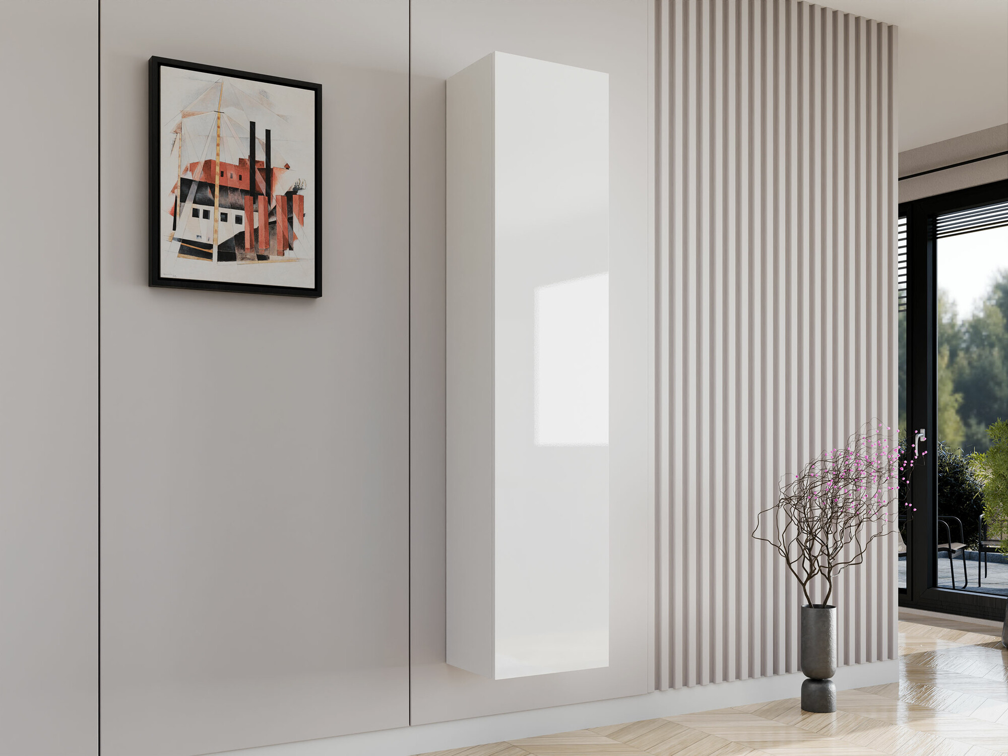 Wandplank Venenou 128 (Wit + Glanzend wit)