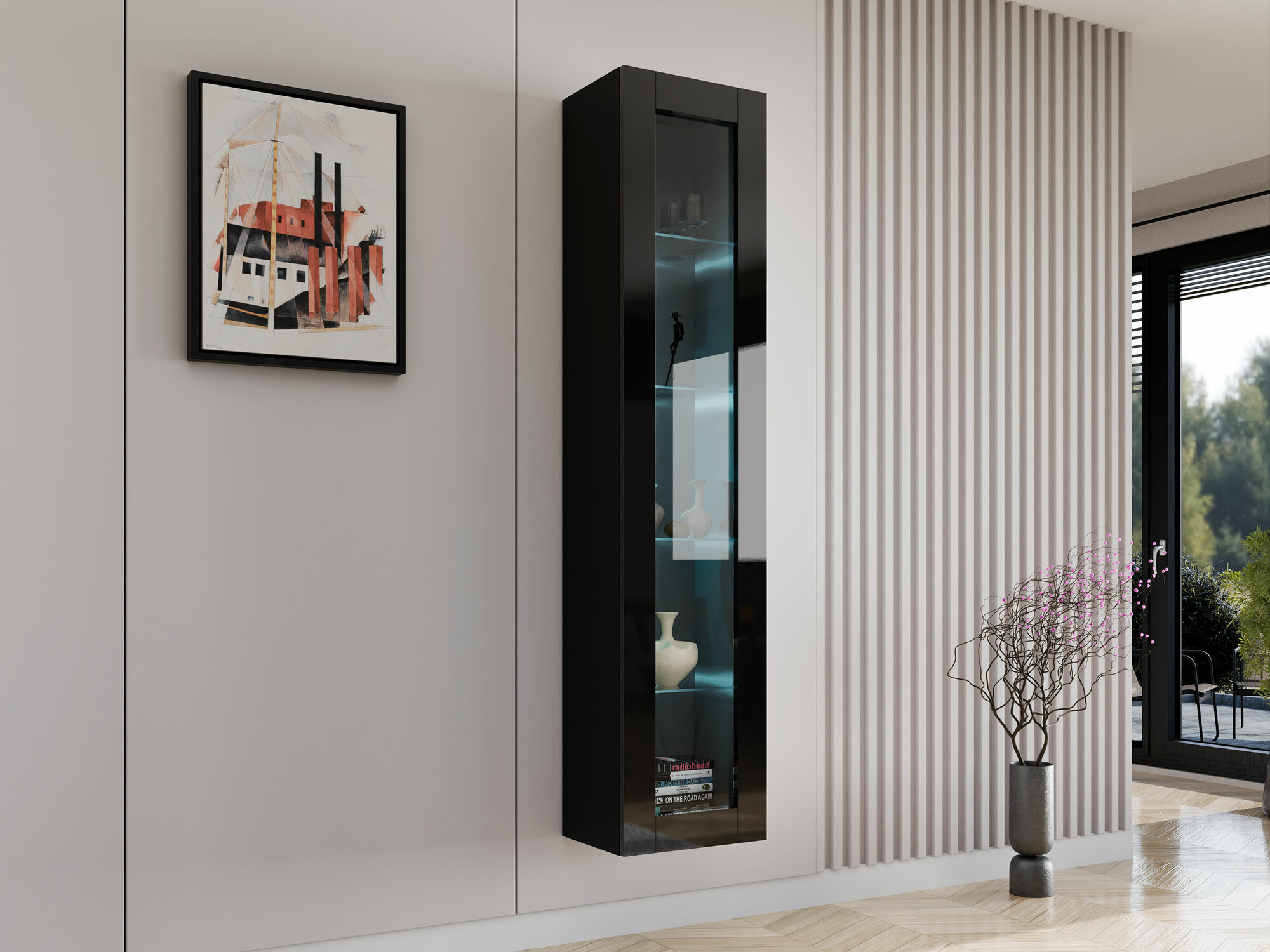 Wandplank Venenou 129 (Zwart + Glanzend zwart)