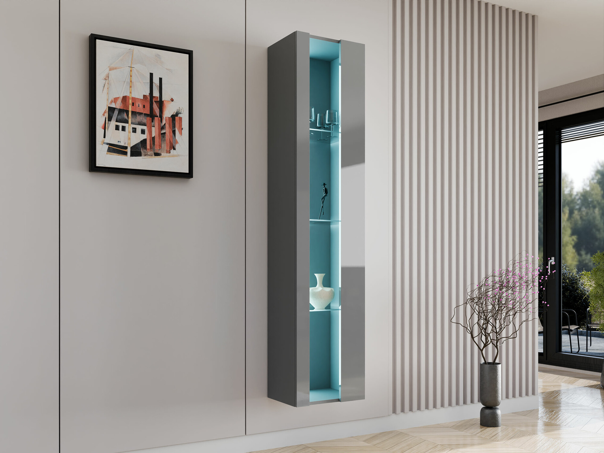 Wandplank Venenou 130 (Grijs + Grijs met glans)