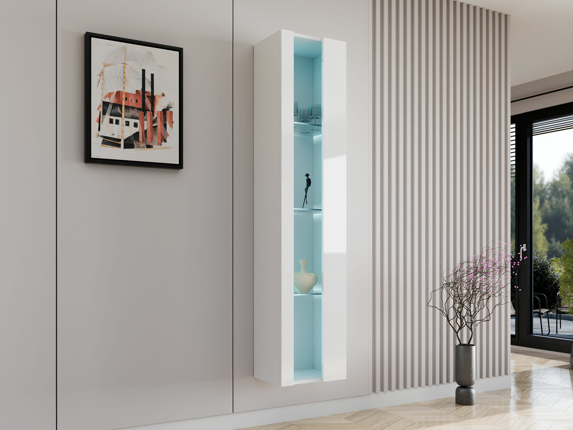 Wandplank Venenou 130 (Wit + Glanzend wit)