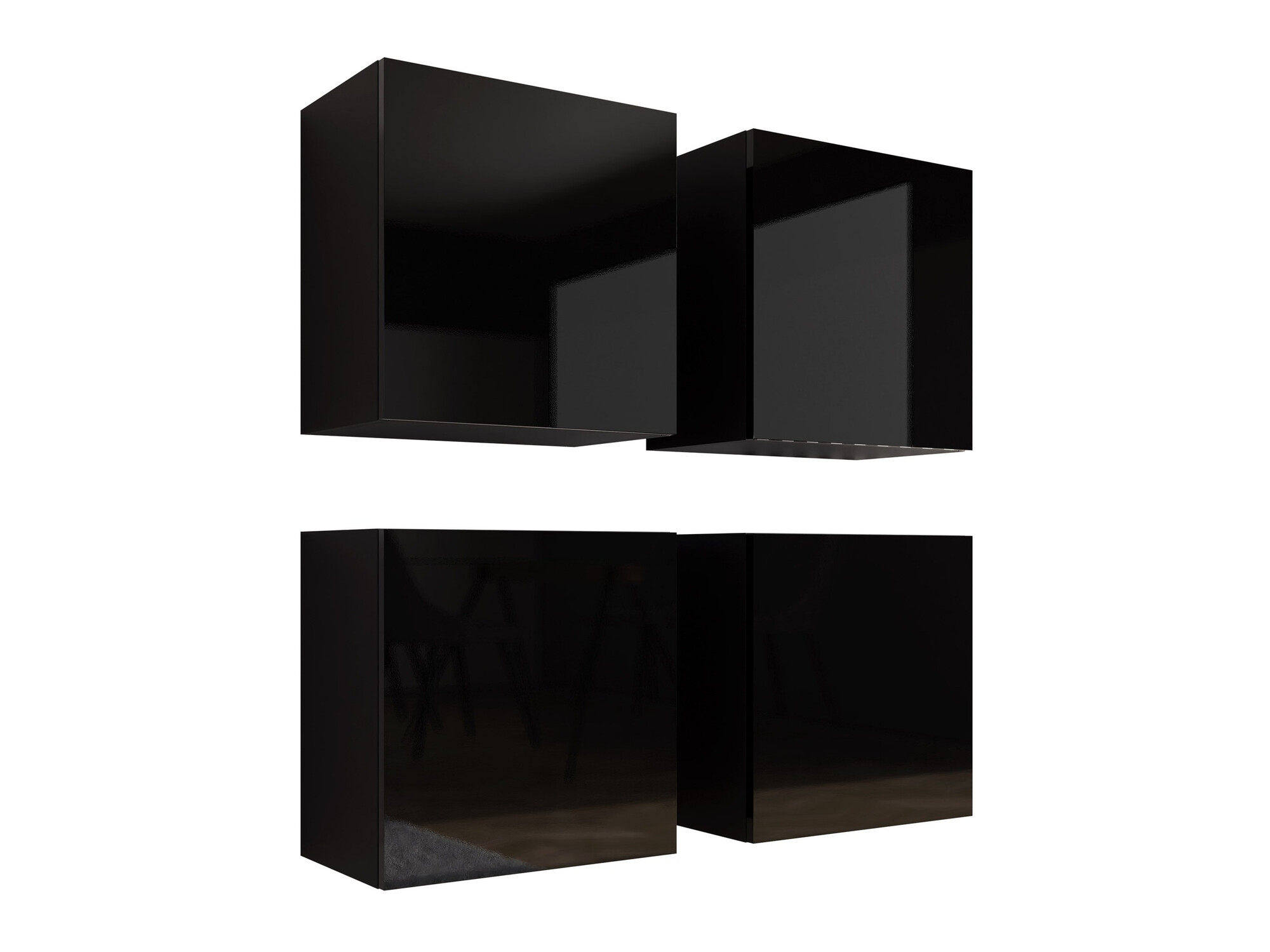 Kasten set Vilrin (Zwart + Glanzend zwart)