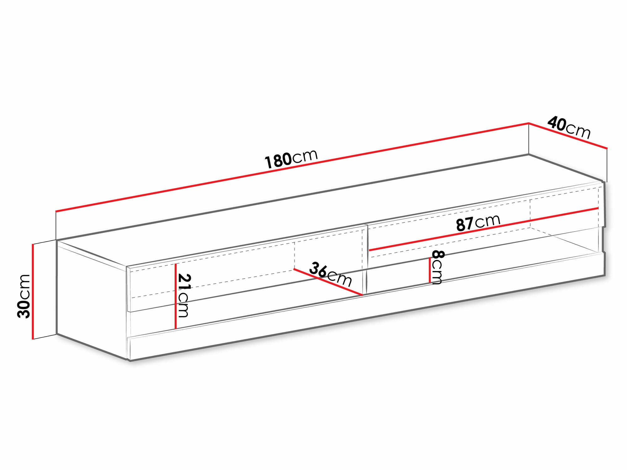 TV-meubel Venenou 120 (Zwart + Glanzend zwart)