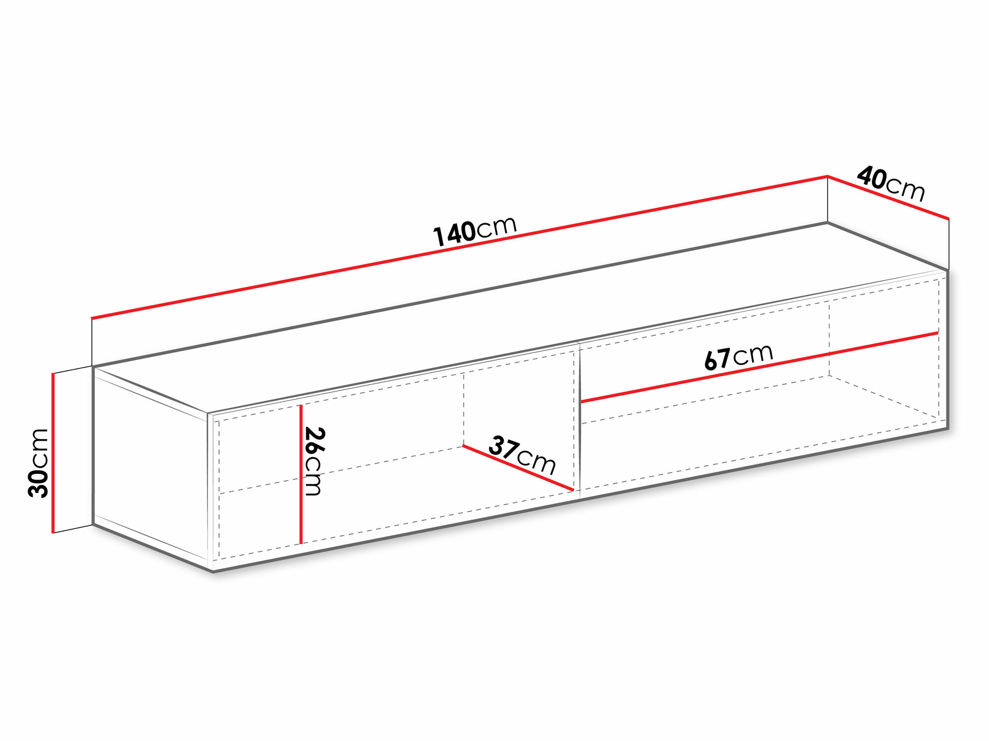 TV-meubel Venenou 125 (Zwart + Glanzend zwart)
