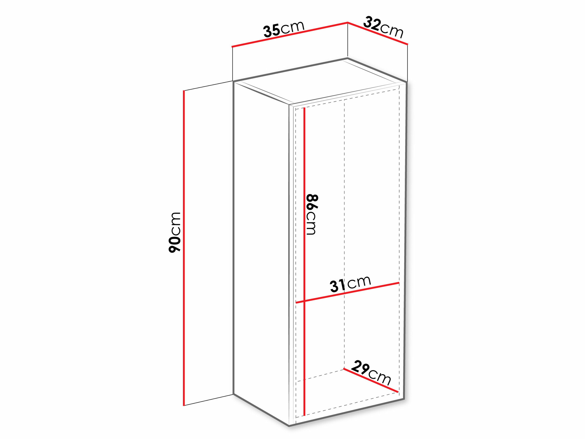 Wandkast Vilrin VI (Wit + Glanzend wit)
