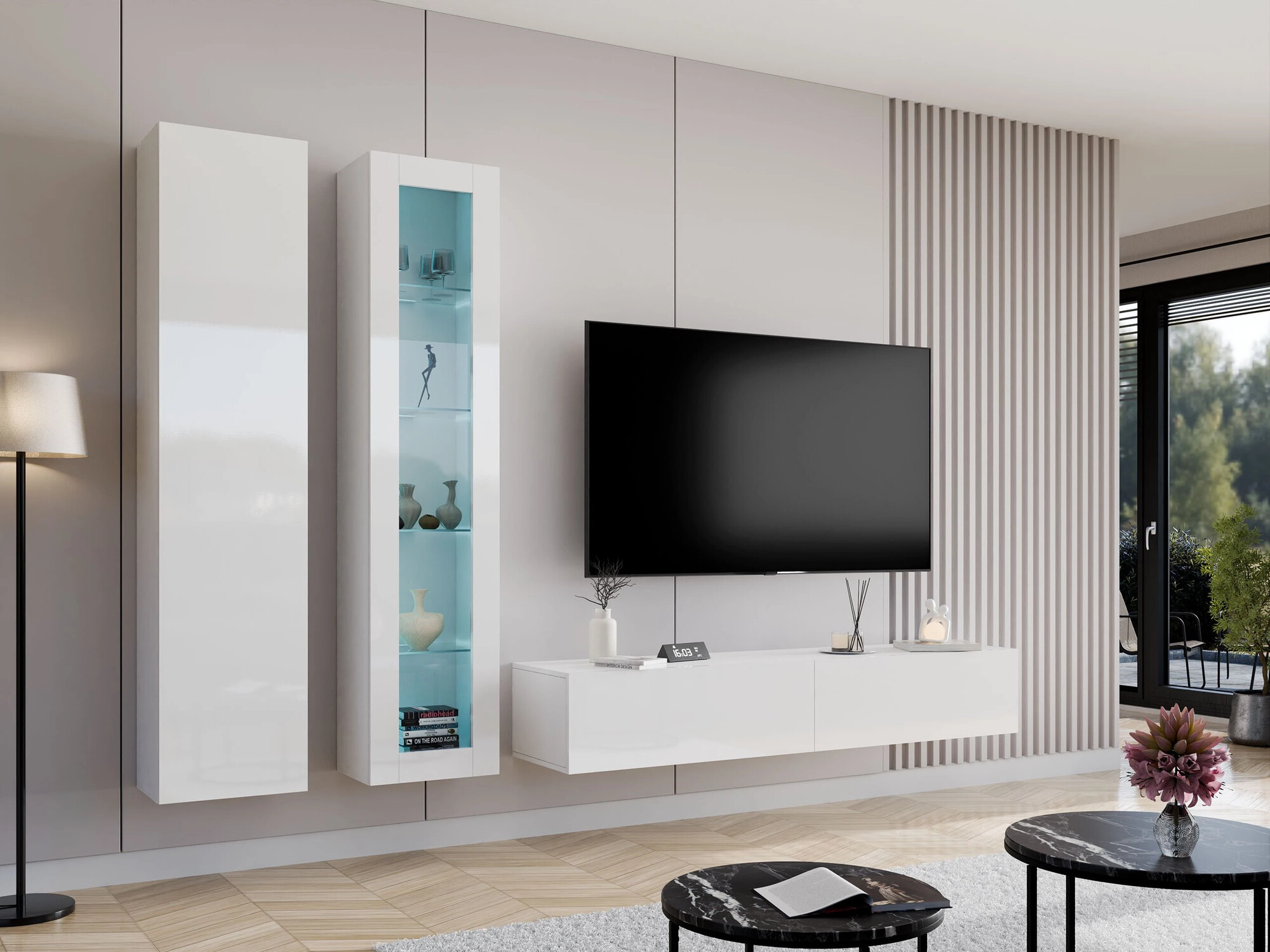 Wandplank Vilrin II (Wit + Glanzend wit)