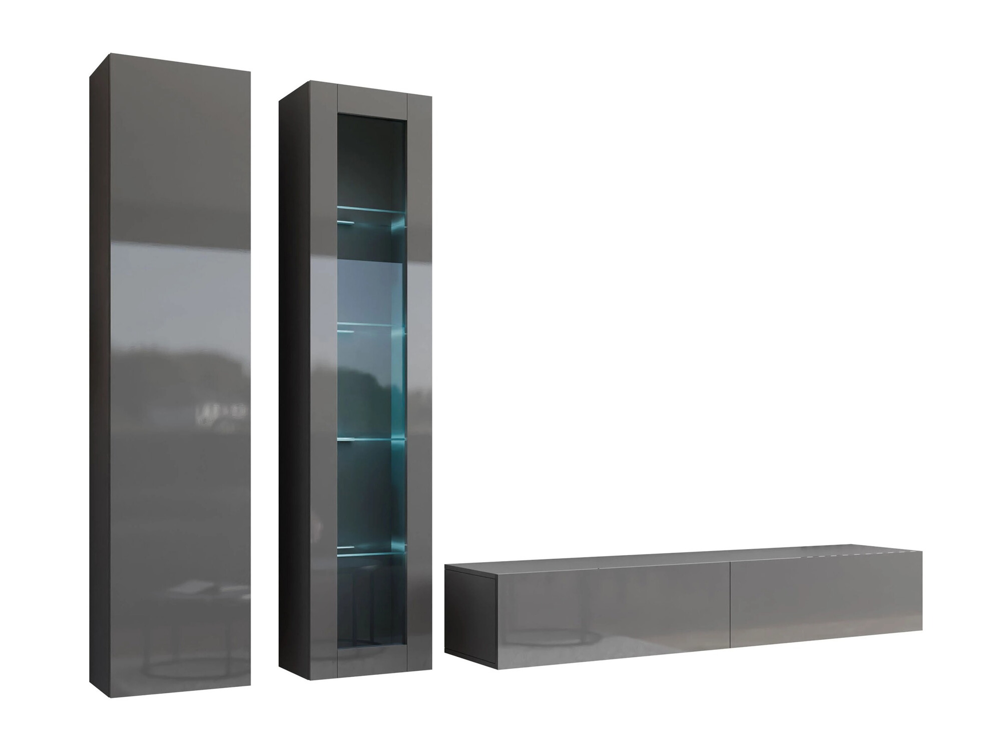 Woonkamerset Venenou 102 (Grijs + Grijs met glans)