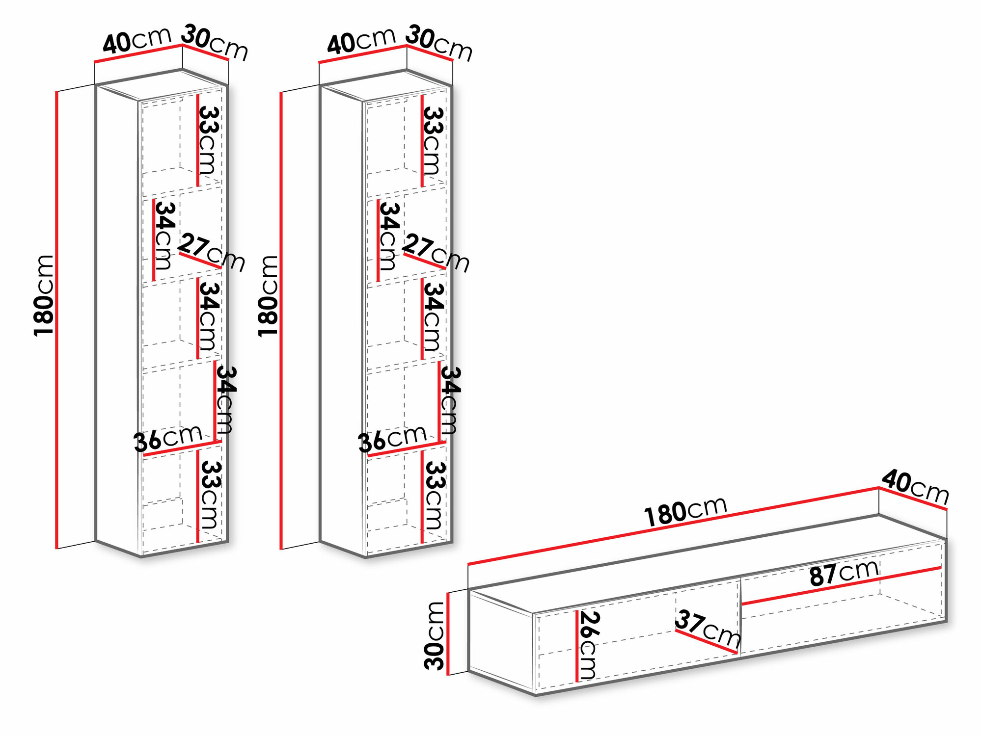 Woonkamerset Venenou 103 (Wit + Glanzend wit)