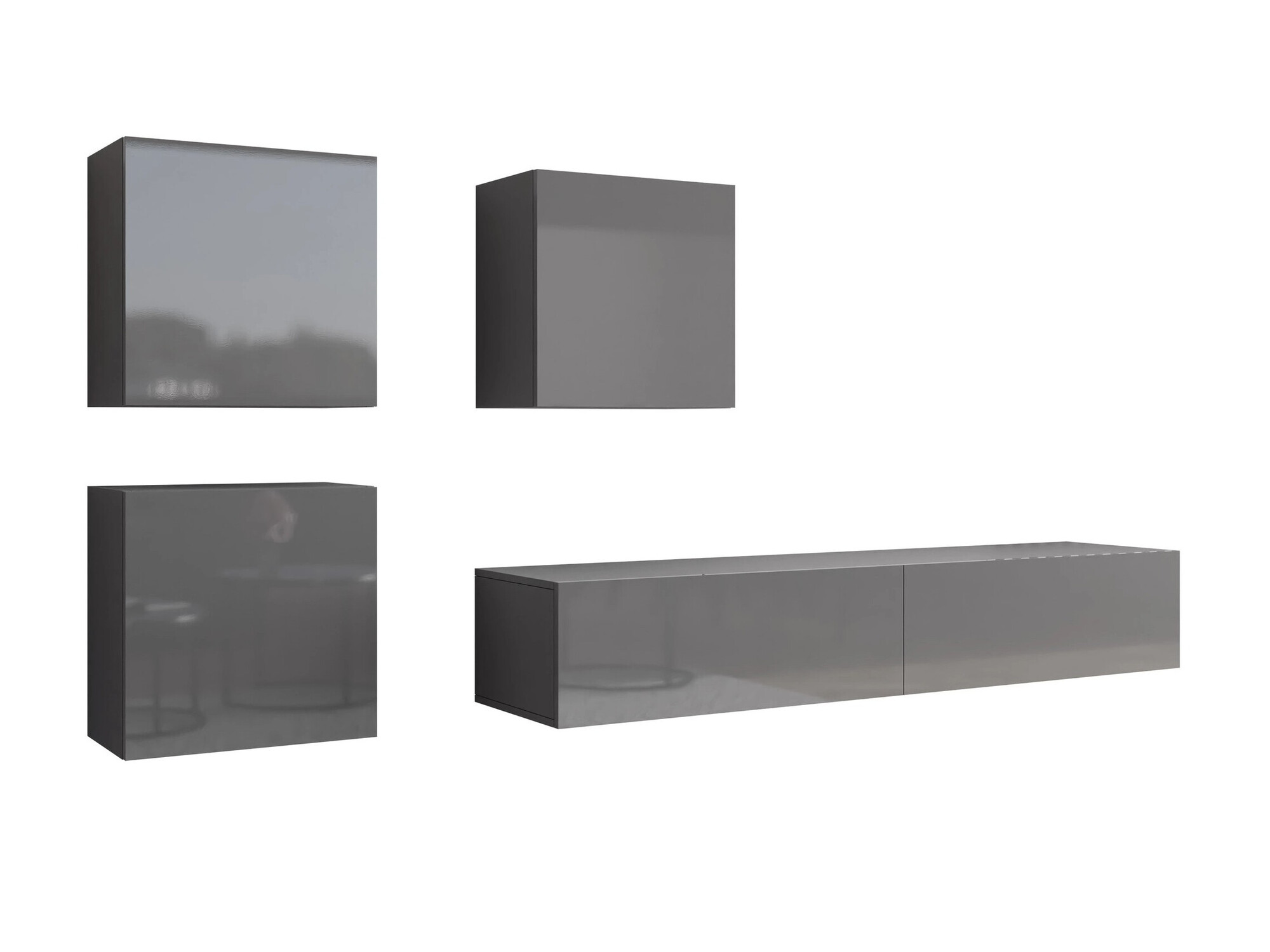 Woonkamerset Venenou 109 (Grijs + Grijs met glans)