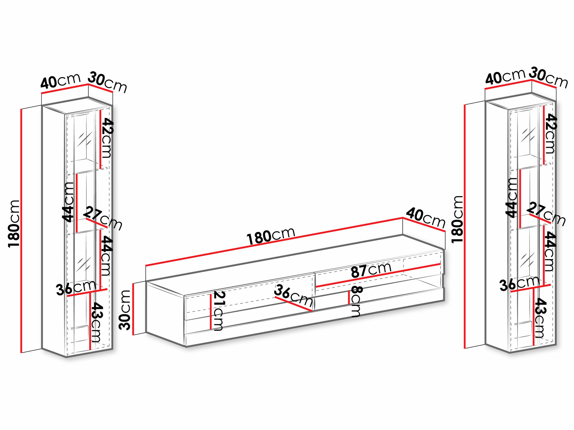 Woonkamerset Venenou 112 (Grijs + Grijs met glans)