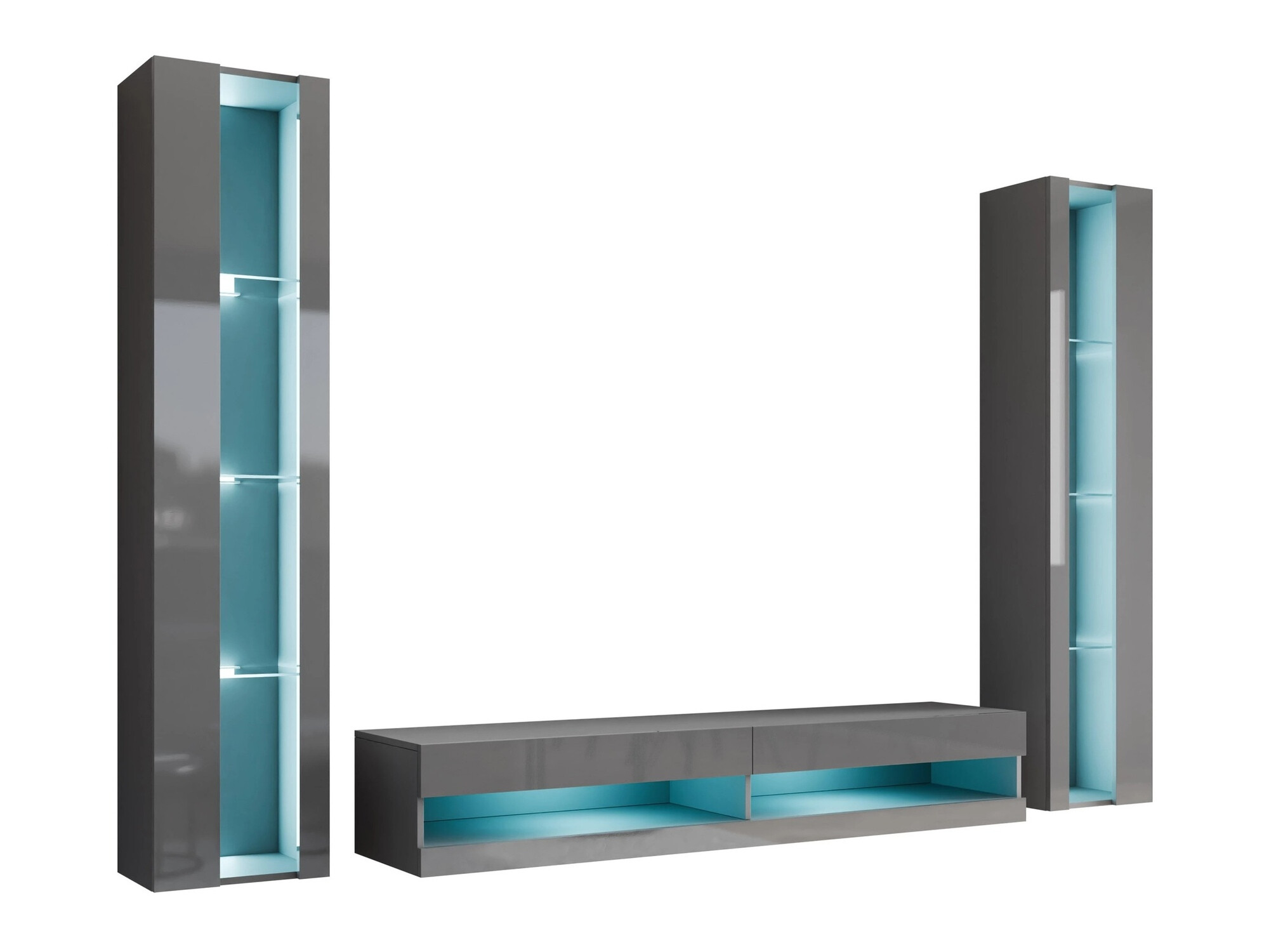 Woonkamerset Venenou 112 (Grijs + Grijs met glans)