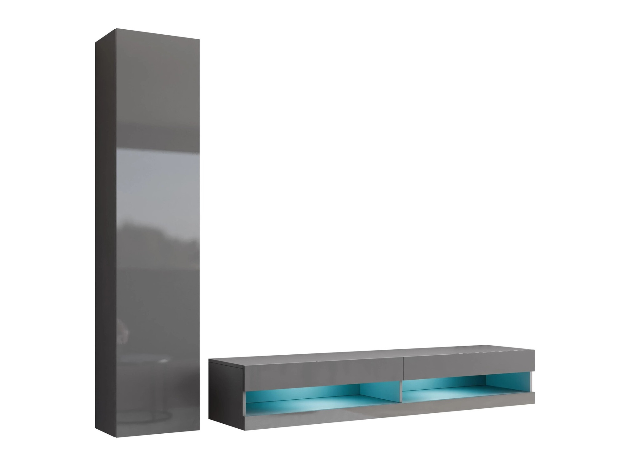 Woonkamerset Venenou 114 (Grijs + Grijs met glans)