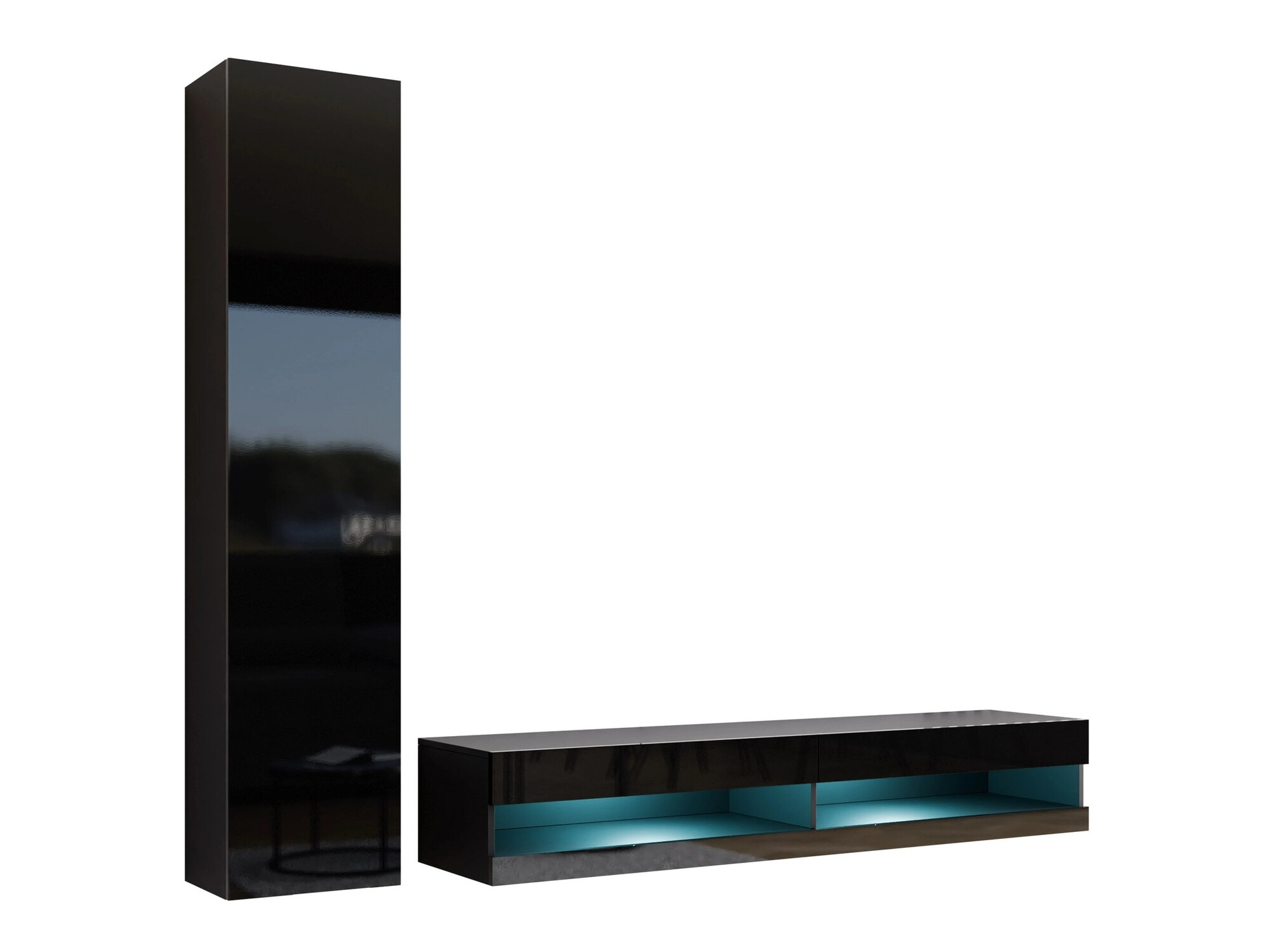 Woonkamerset Venenou 114 (Zwart + Glanzend zwart)