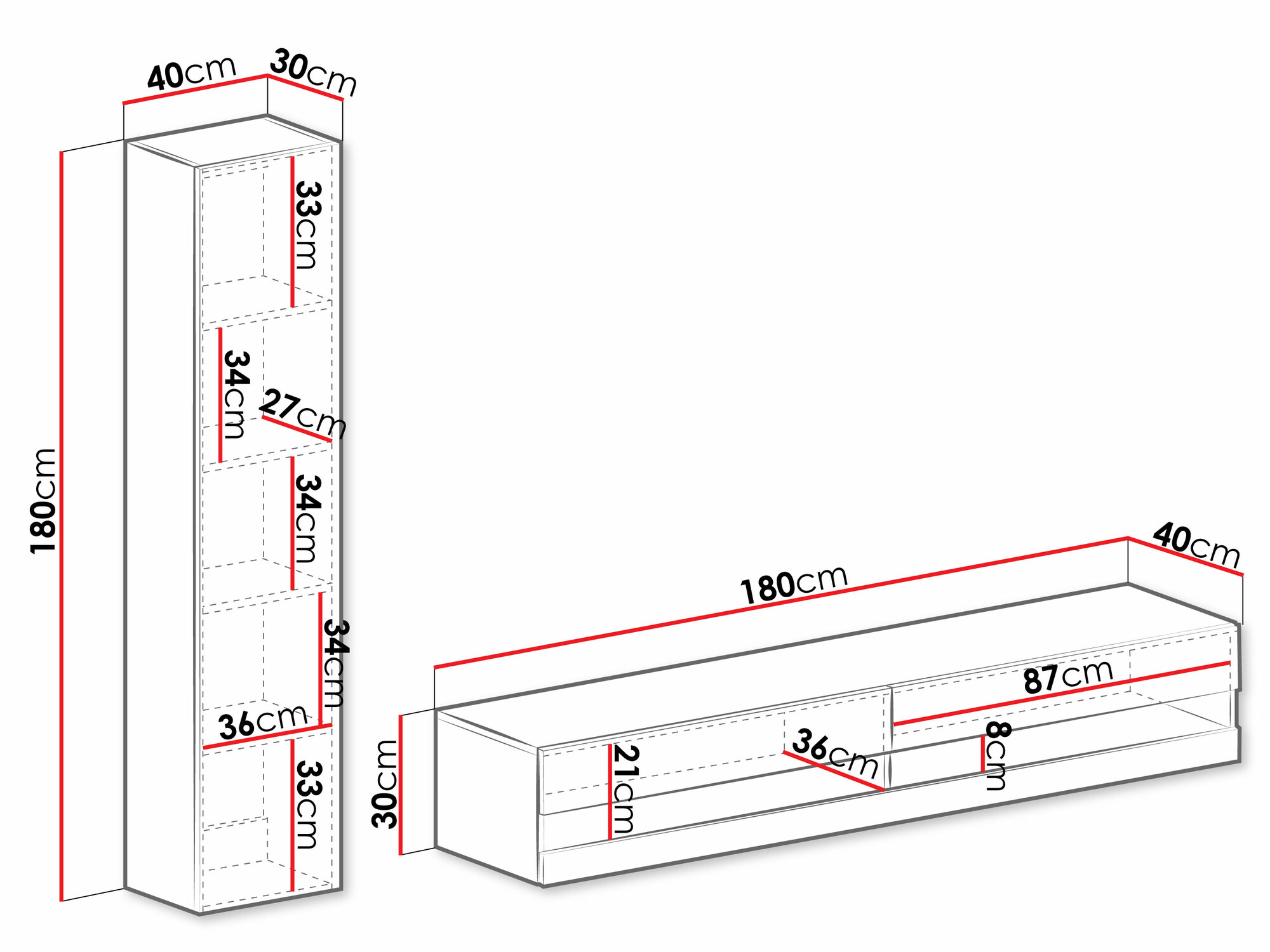 Woonkamerset Venenou 114 (Zwart + Glanzend zwart)