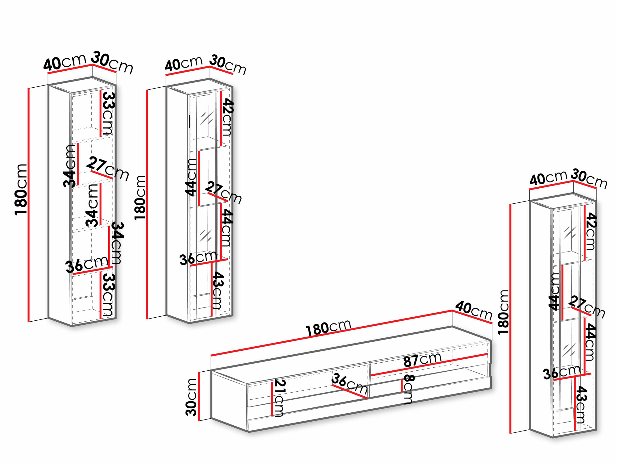 Woonkamerset Venenou 116 (Grijs + Grijs met glans)