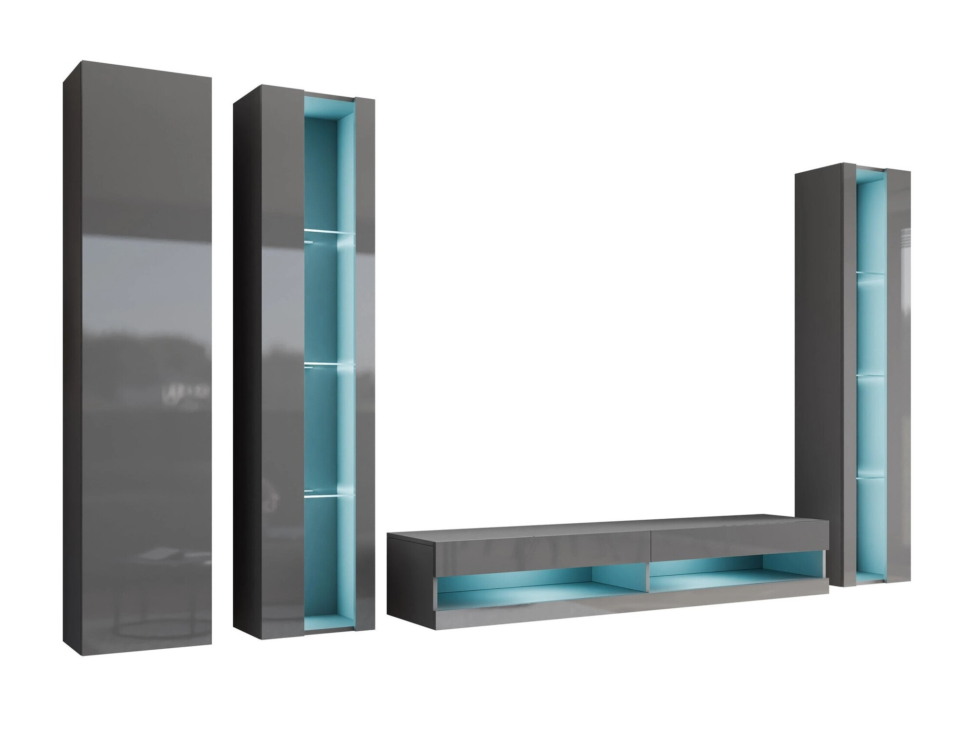 Woonkamerset Venenou 116 (Grijs + Grijs met glans)
