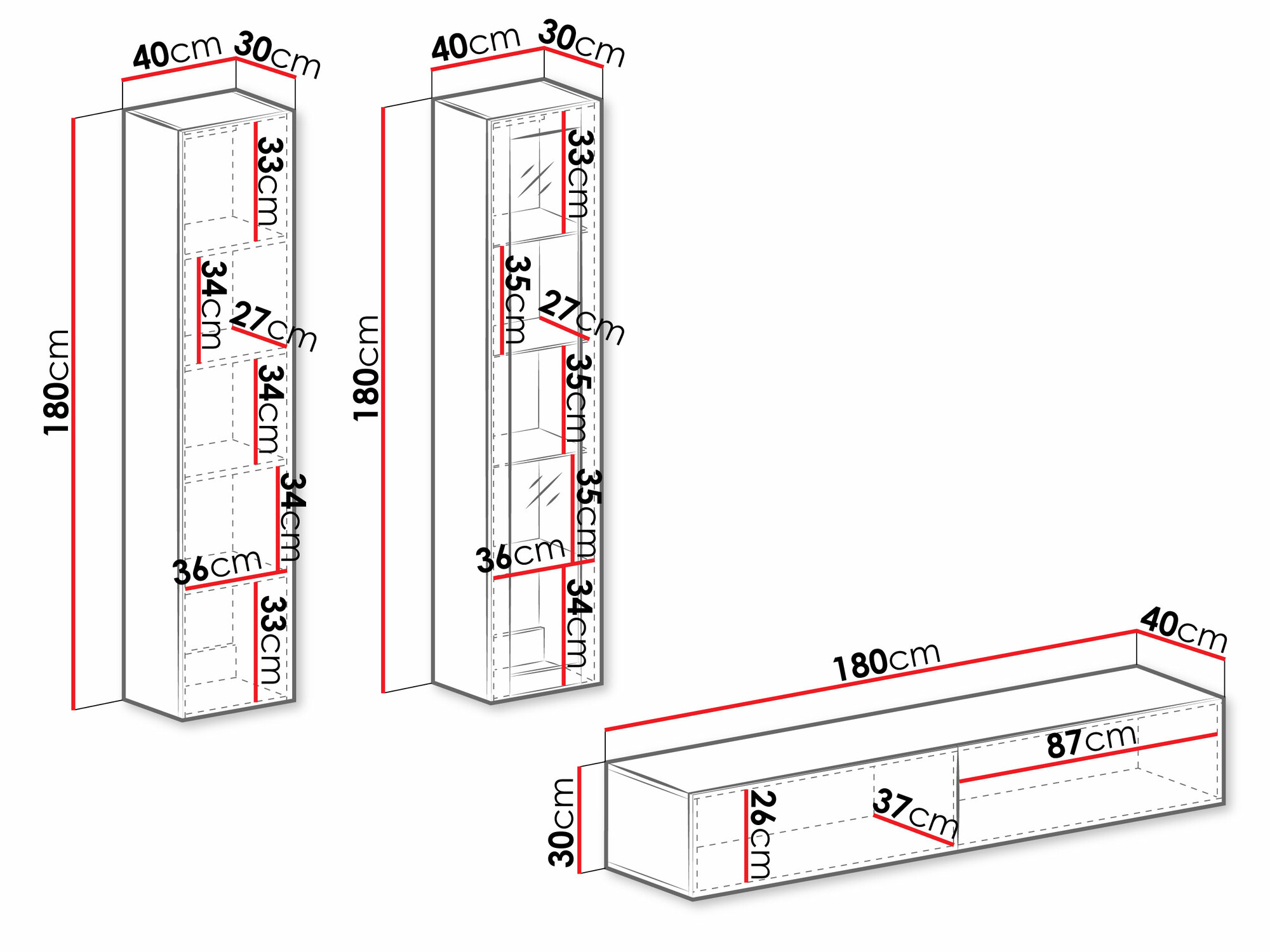 Woonkamerset Vilrin I (Wit + Glanzend wit)