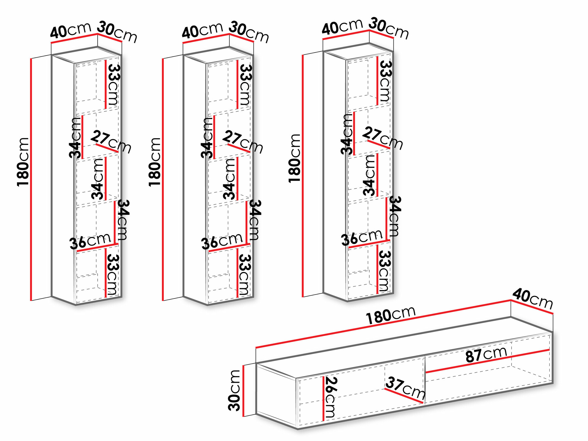 Woonkamerset Vilrin (Wit + Glanzend wit)