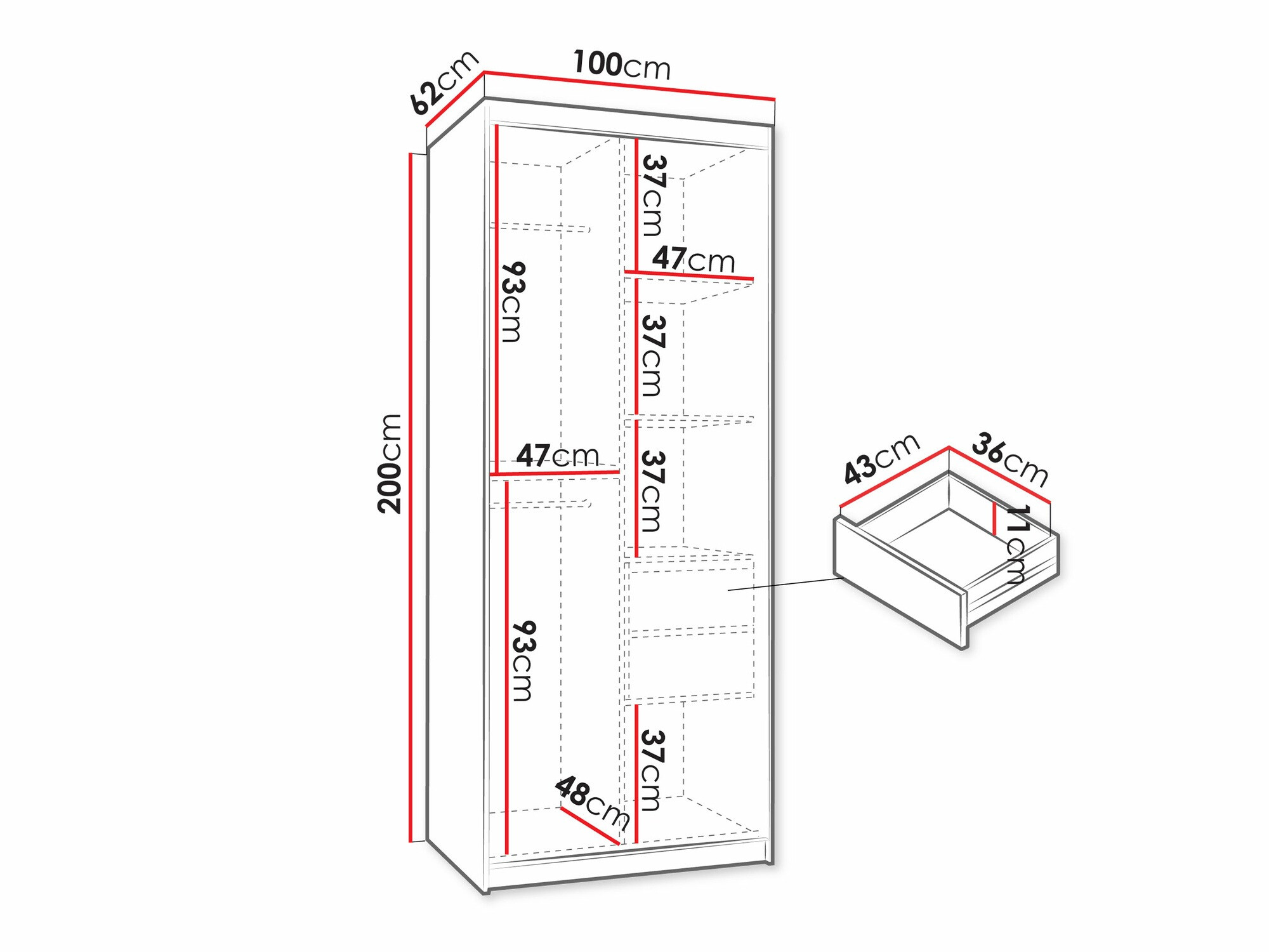 Kledingkast Hartford 498 (Artisan eiken)