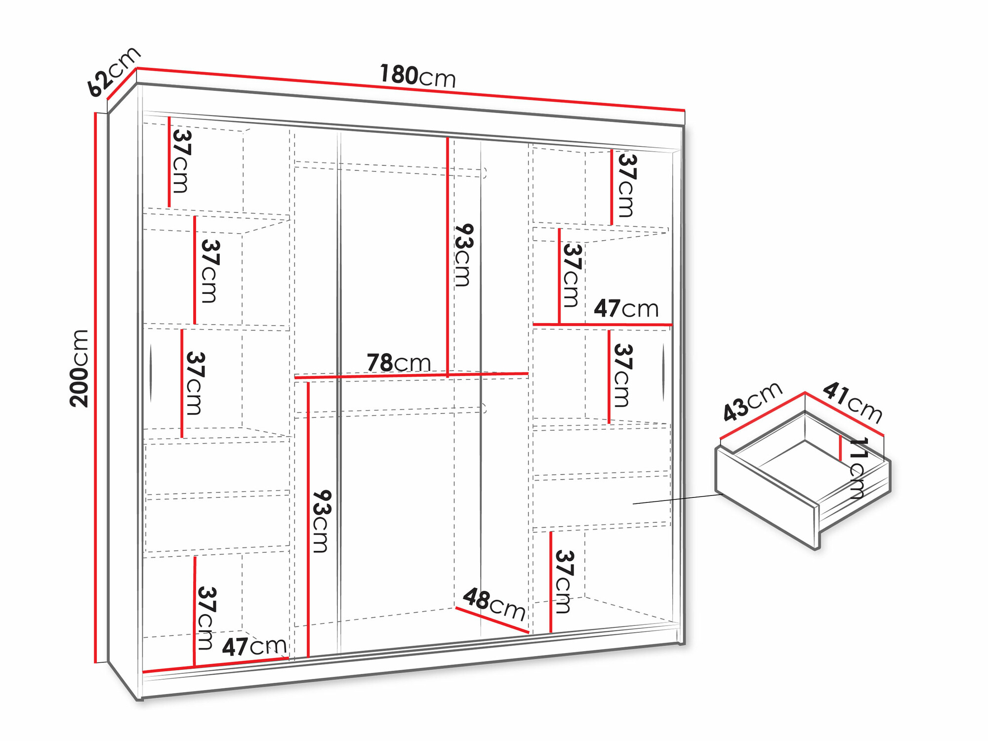 Kledingkast Hartford 506 (Wit)