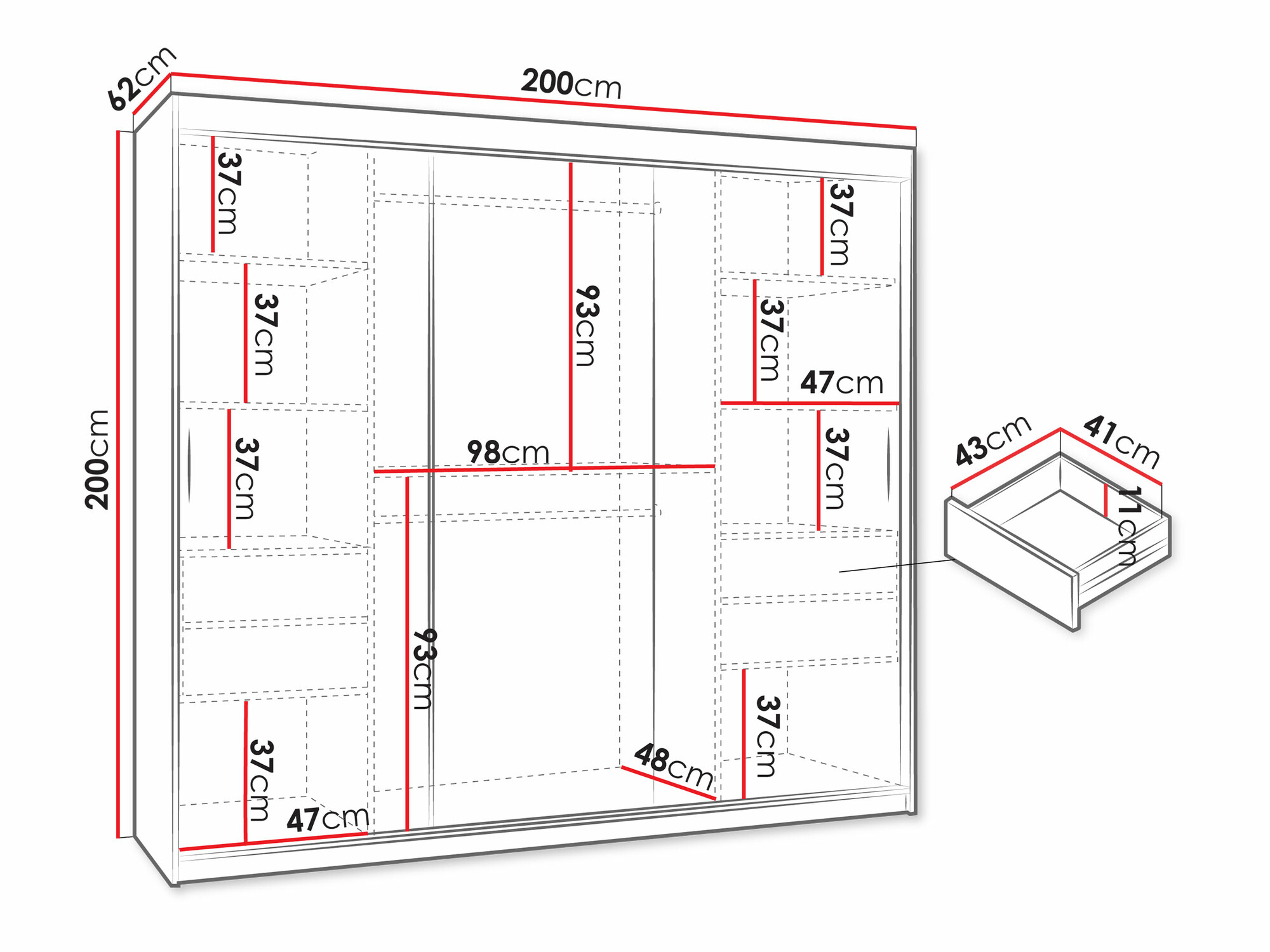 Kledingkast Hartford 507 (Wit)
