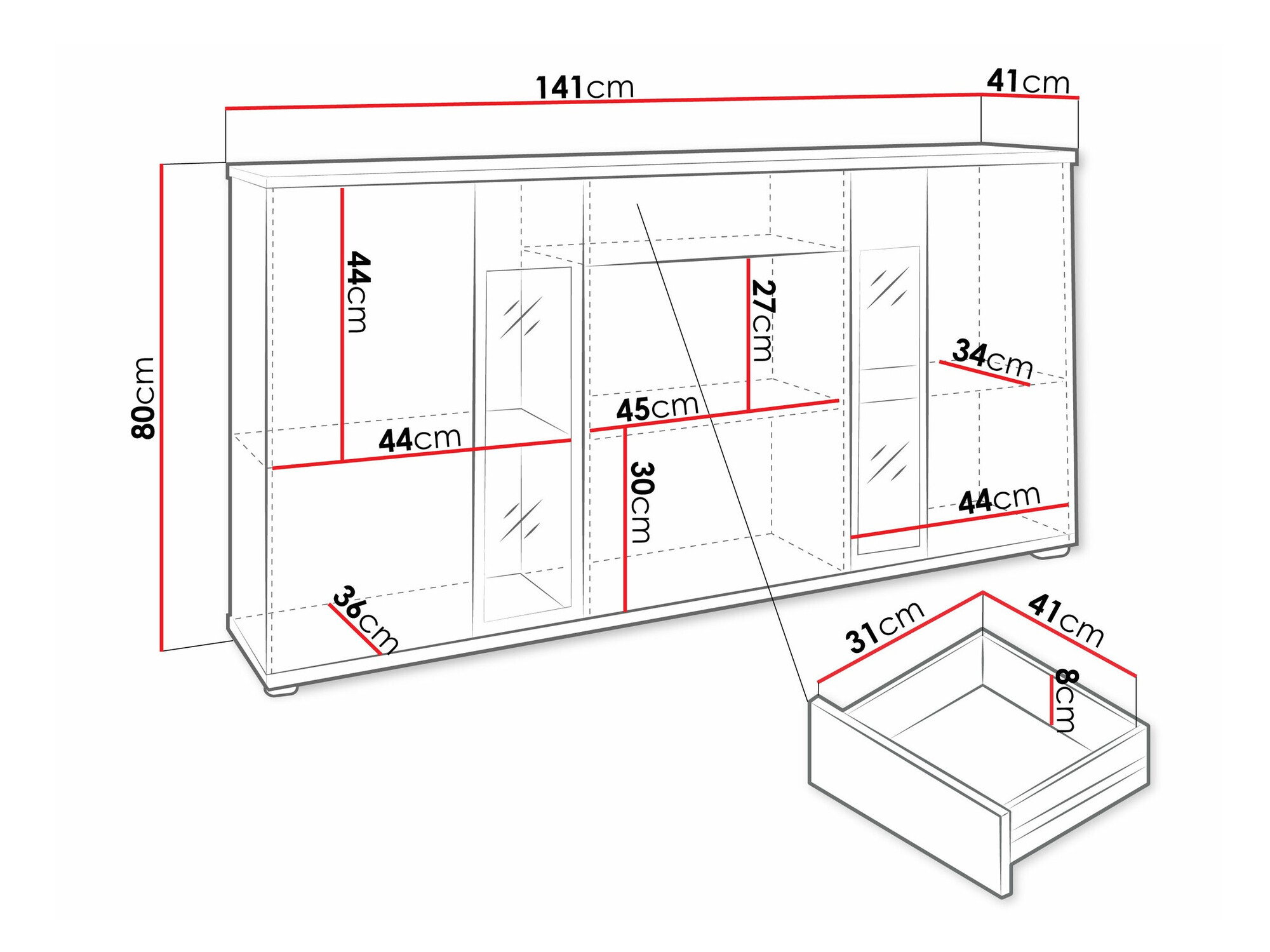 Ladekast Tucson 114 (Notenhout)