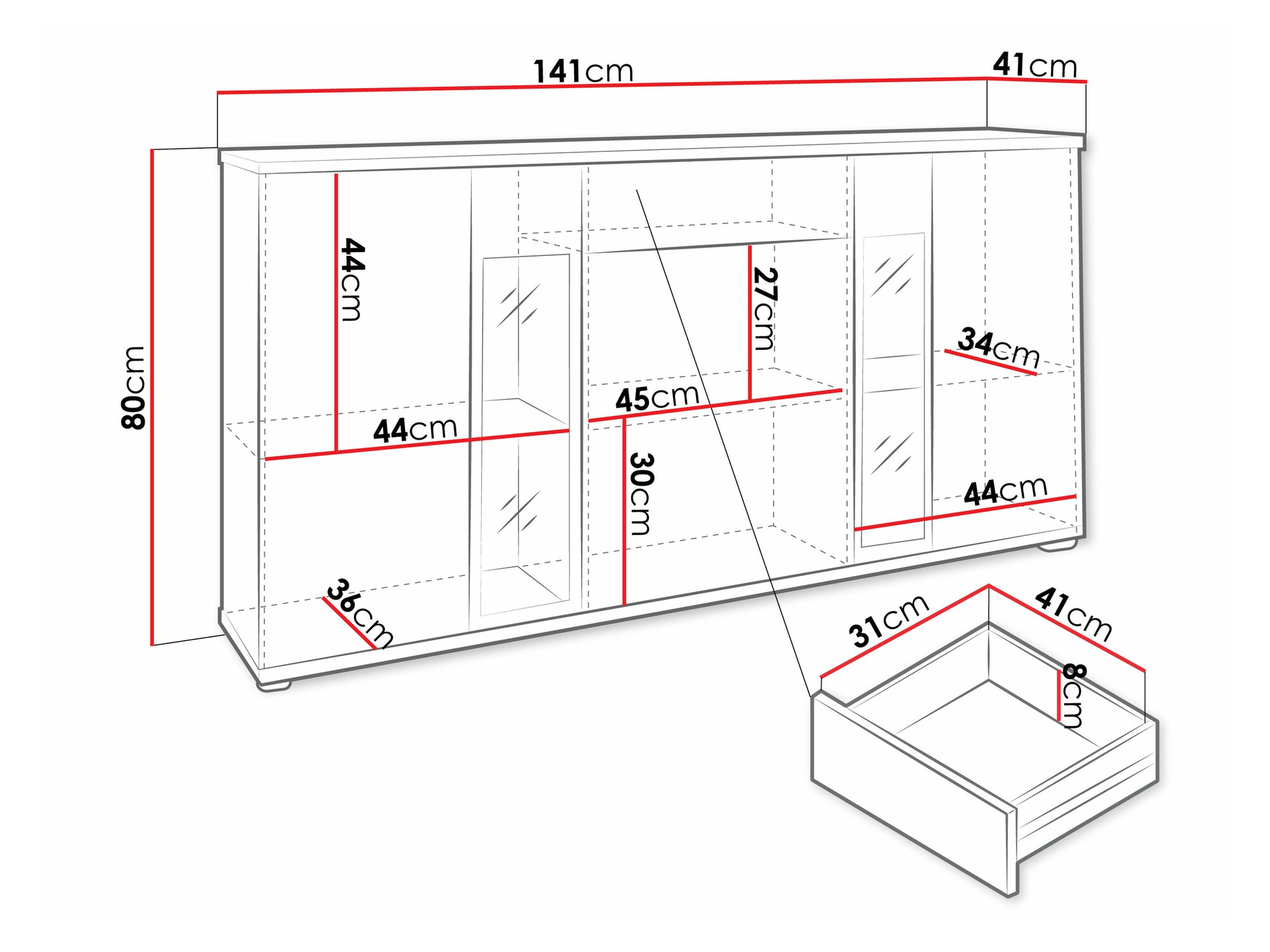 Ladekast Tucson 114 (Wit)