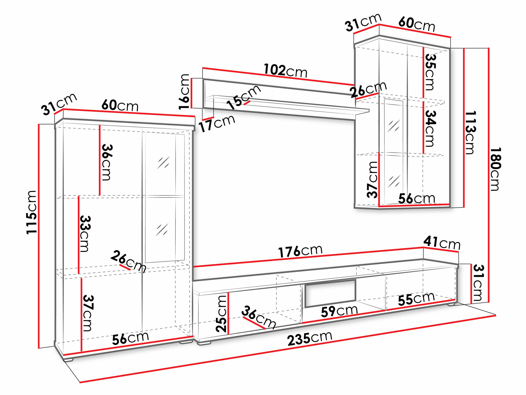 Woonkamerset Tucson 100 (Artisan eiken + Wit)