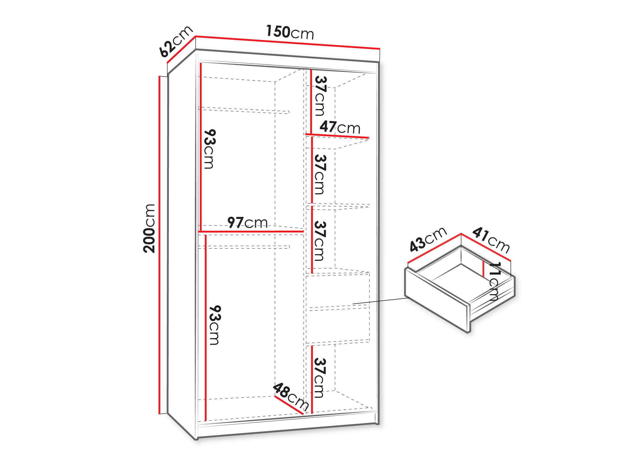 Kledingkast Hartford 502 (Wit)