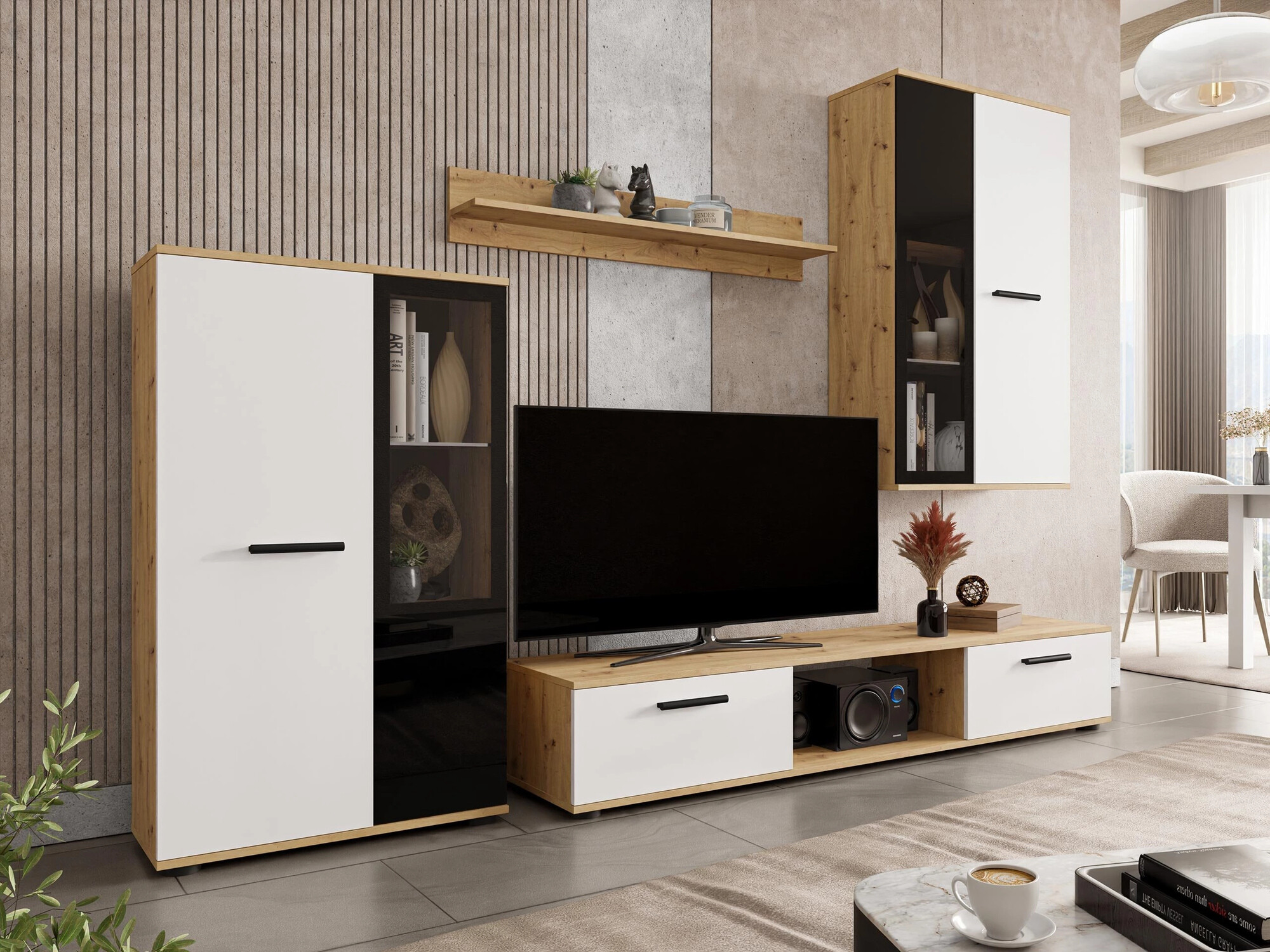 Woonkamerset Tucson 100 (Artisan eiken + Wit)