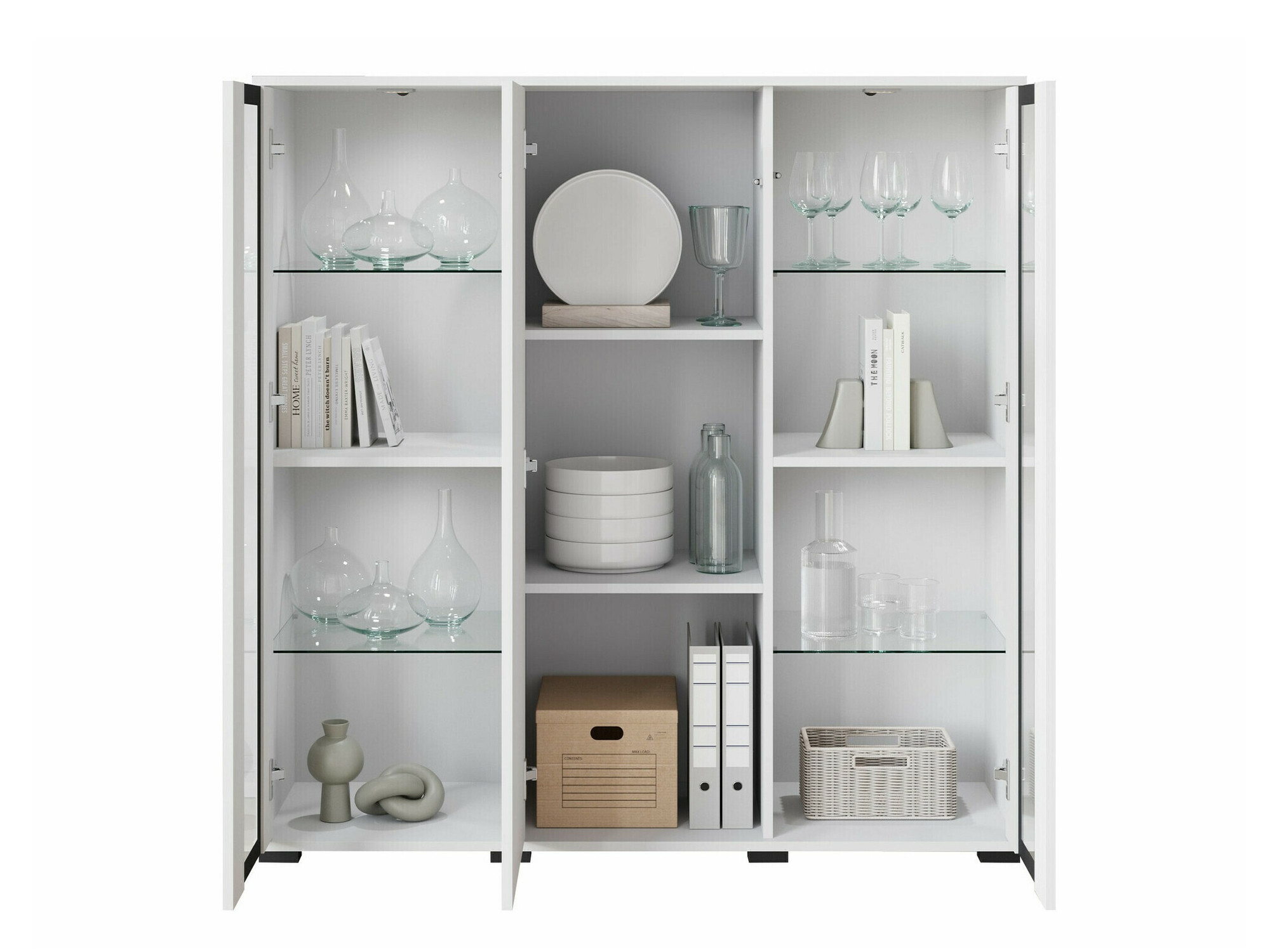 Dressoir Torcame 100 (Wit + Glanzend wit)