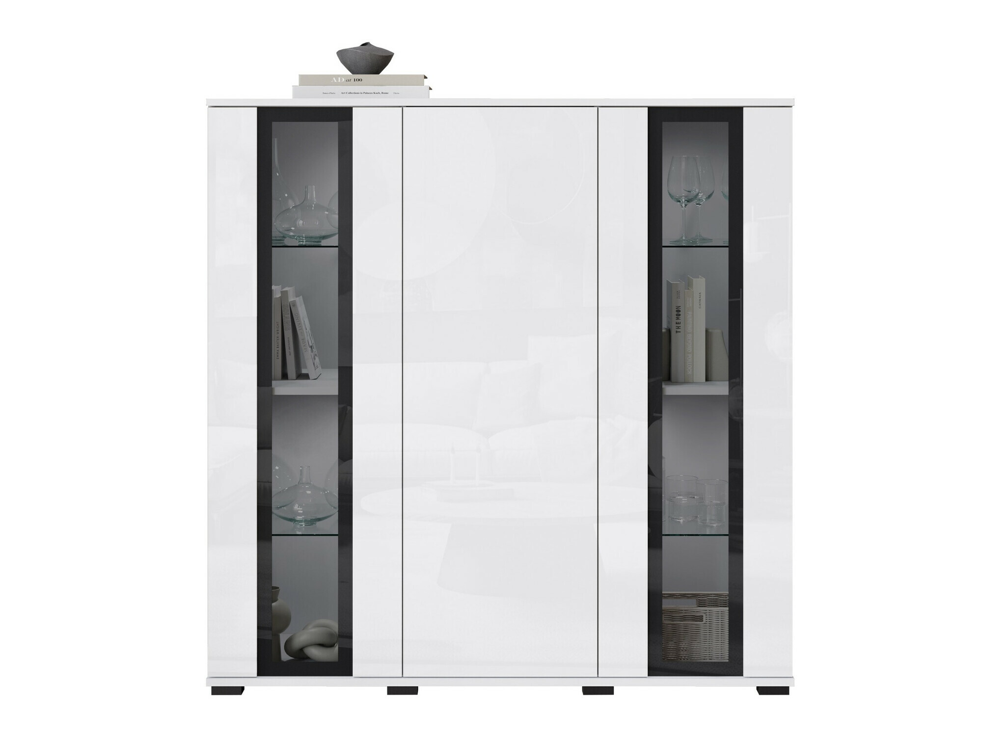 Dressoir Torcame 100 (Wit + Glanzend wit)