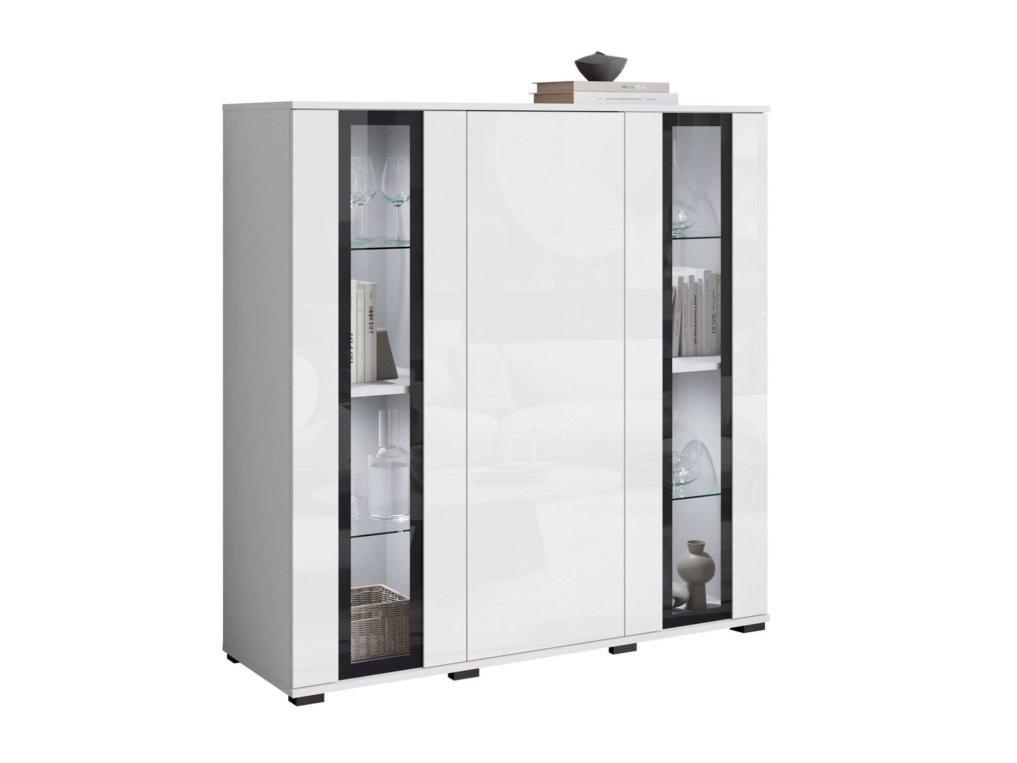 Dressoir Torcame 100 (Wit + Glanzend wit)