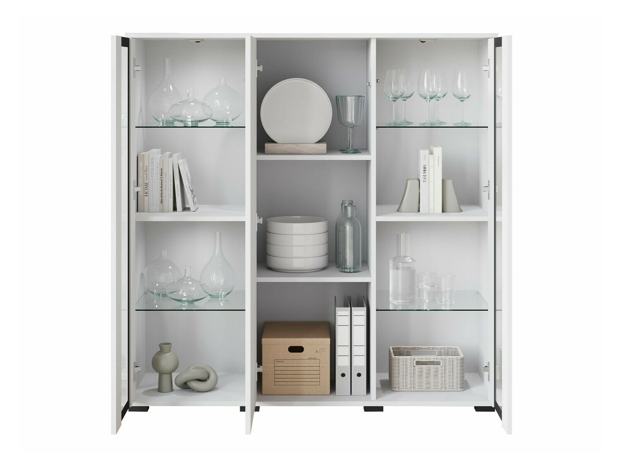 Dressoir Torcame 100 (Wotan eik + Glanzend wit)