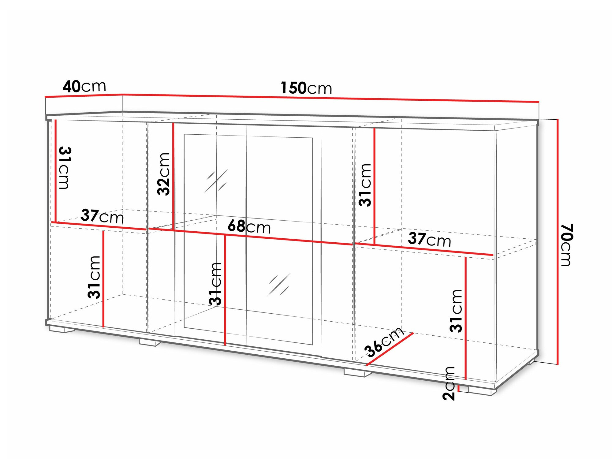 Dressoir Torcame 102 (Wit + Glanzend wit)