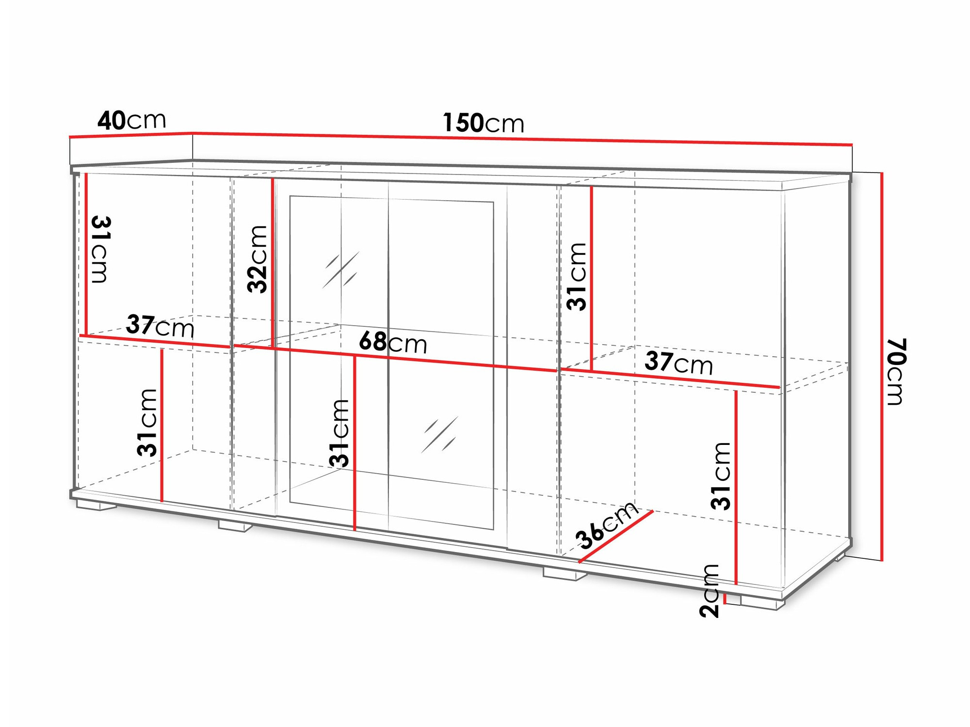 Dressoir Torcame 102 (Wotan eik + Glanzend wit)