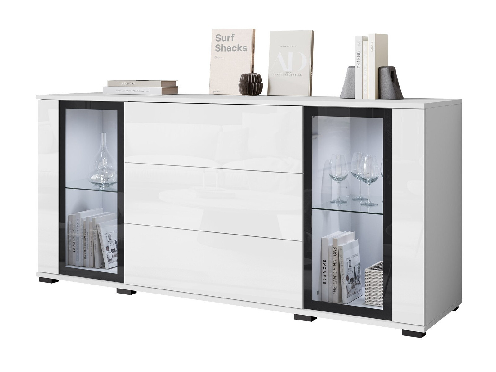 Ladekast Torcame 101 (Wit + Glanzend wit)