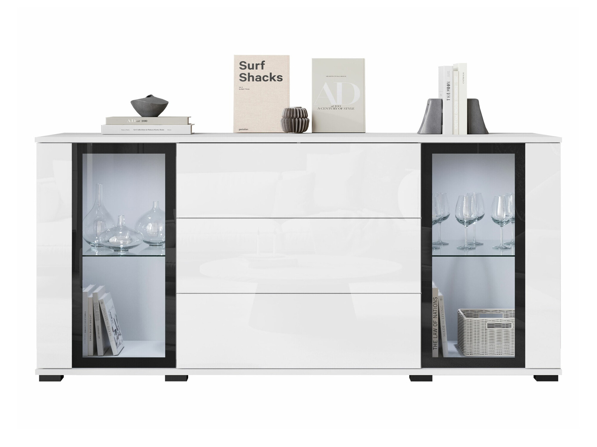 Ladekast Torcame 101 (Wit + Glanzend wit)