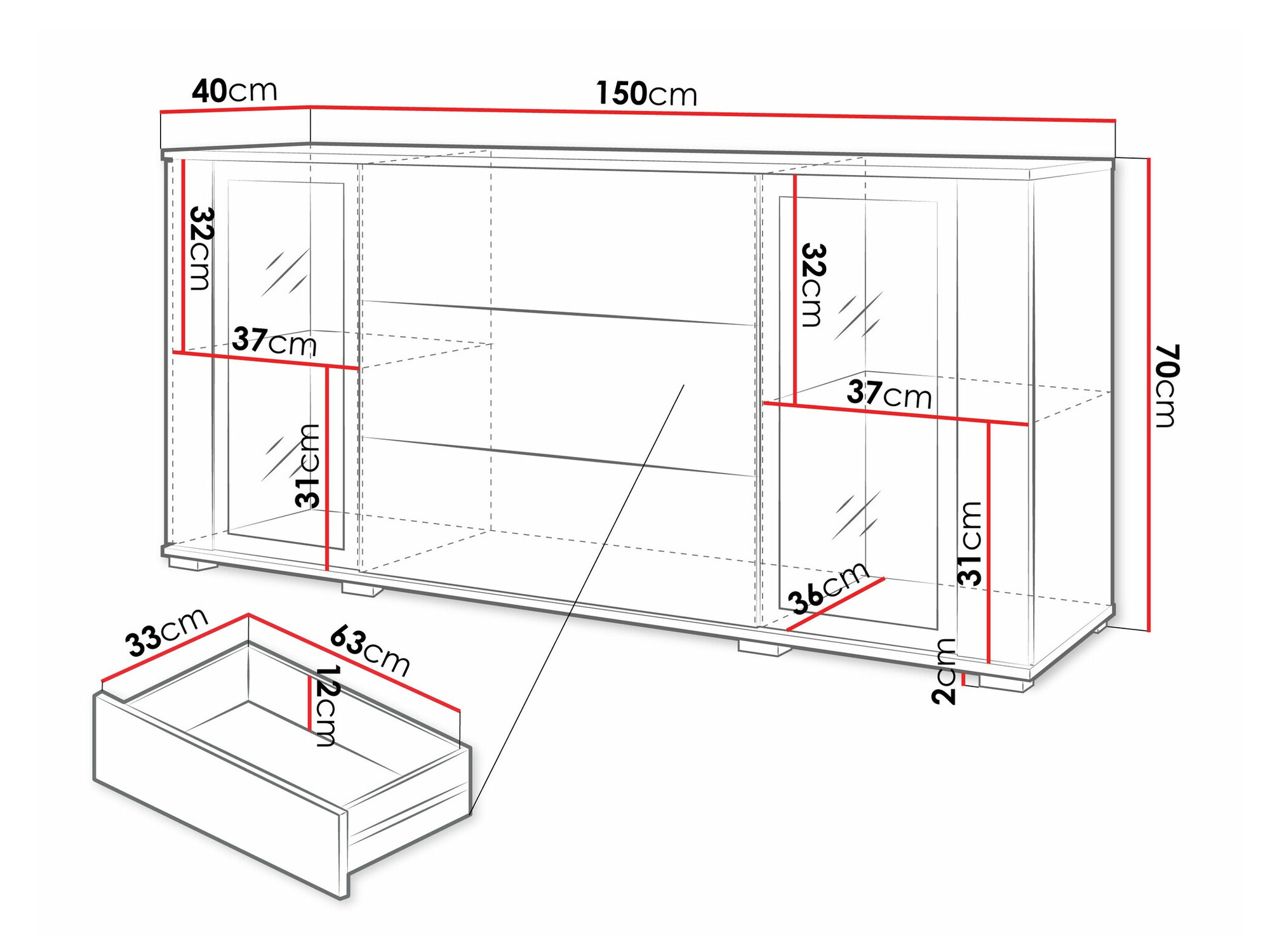 Ladekast Torcame 101 (Zwart)