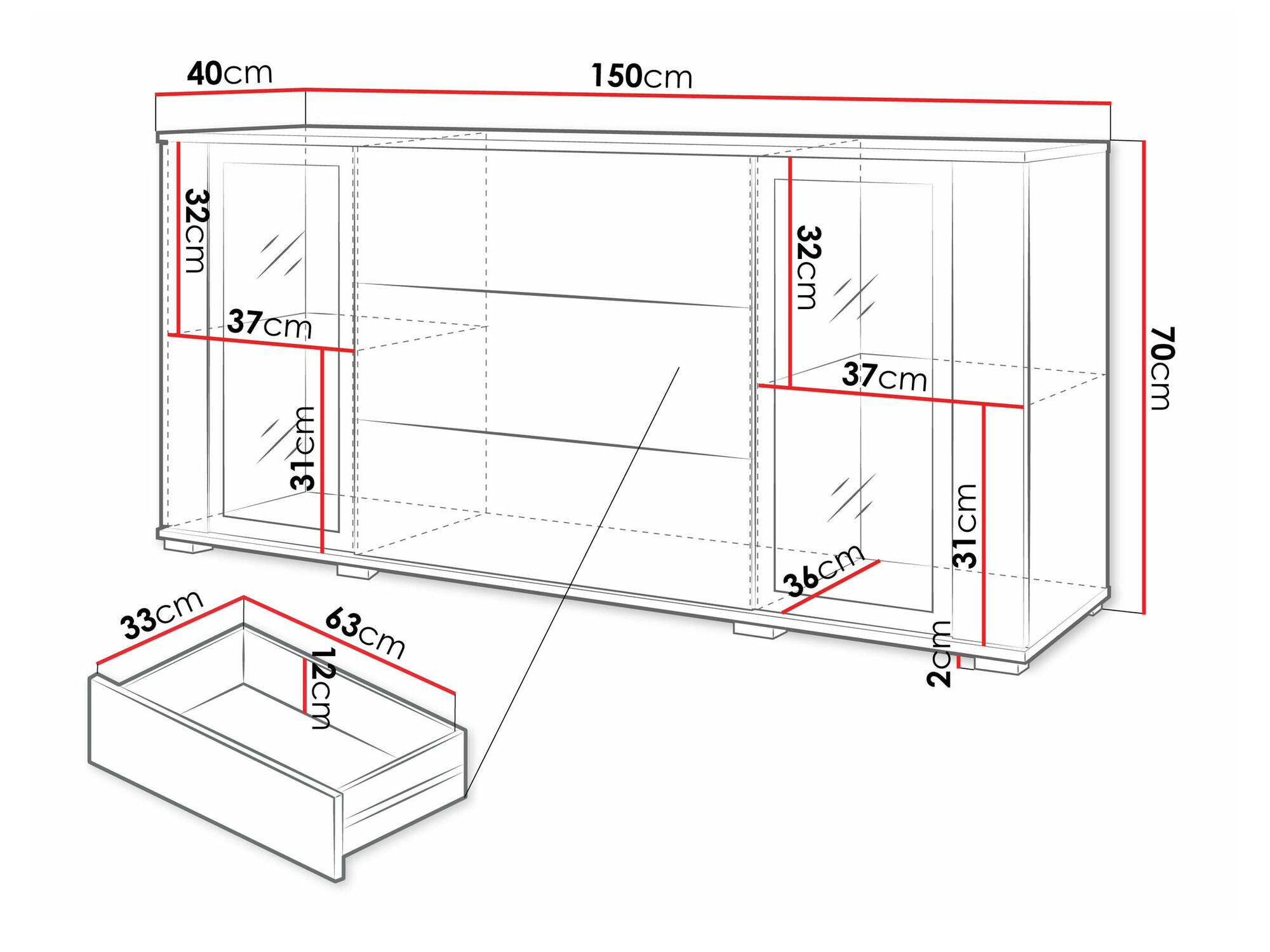 Ladekast Torcame 101 (Zwart)