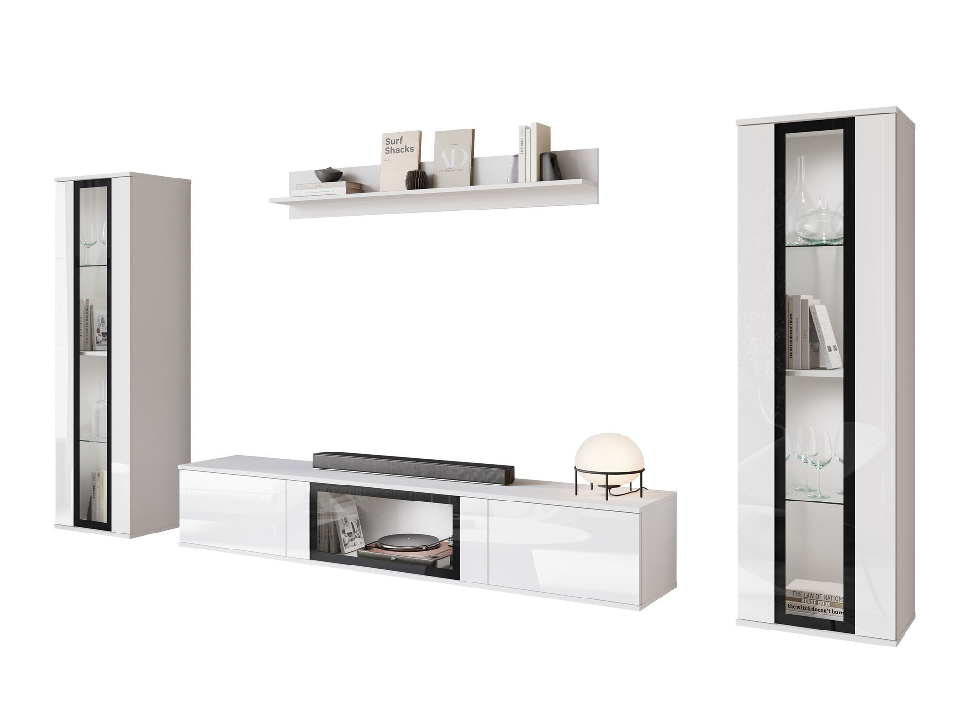 Woonkamerset Torcame 103 (Wit + Glanzend wit)