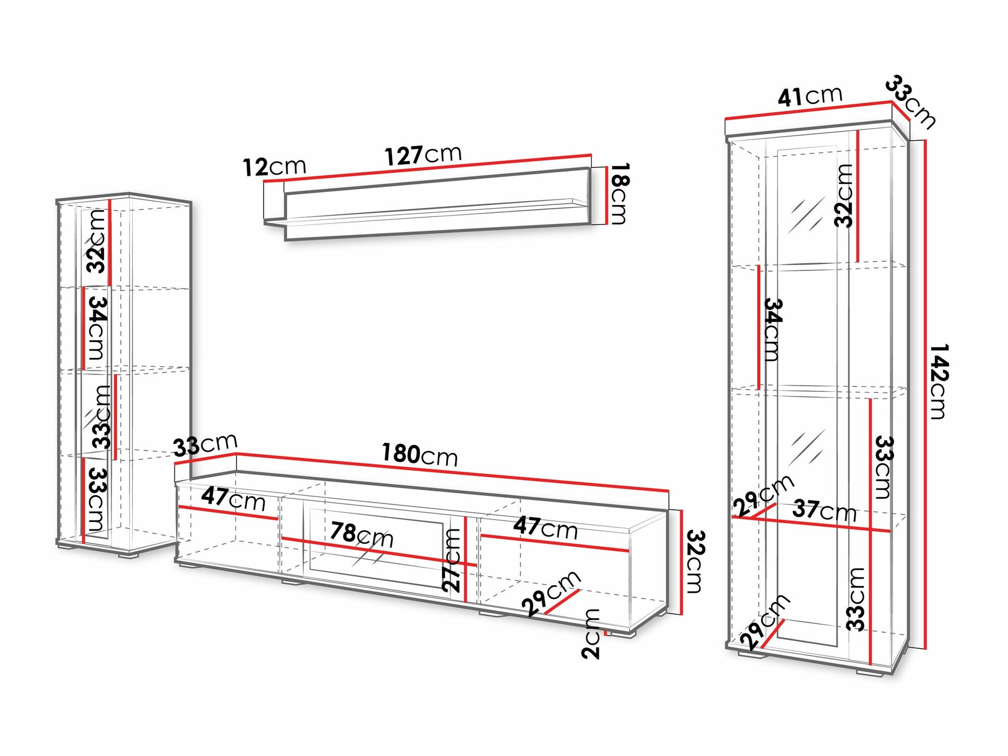 Woonkamerset Torcame 103 (Wotan eik + Glanzend wit)